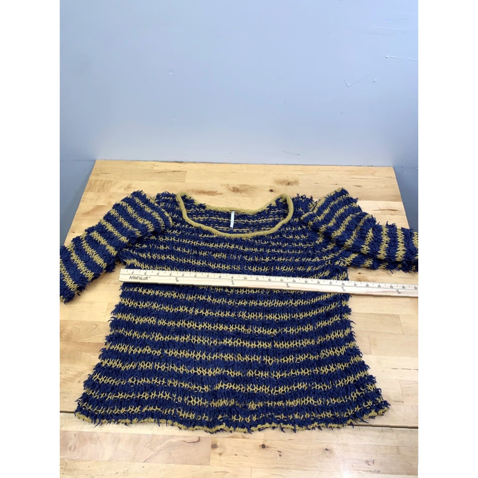 Free People VINTAGE Free People Downy Sweater Womens S Pullover Knit Boho Striped Casual Size S / US 4 / IT 40 - 4 Thumbnail