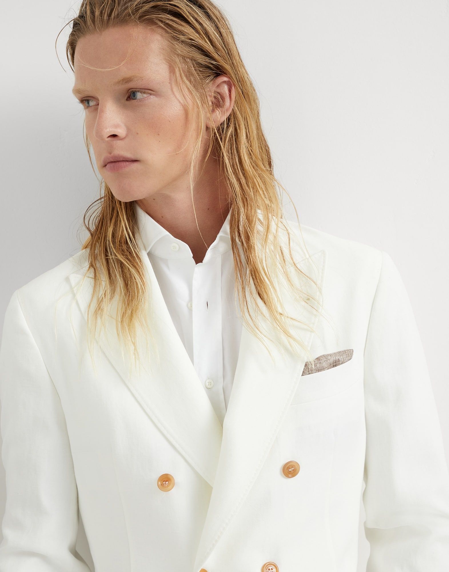 Brunello Cucinelli Jacket Linen in Open White Size US L / EU 52-54 / 3 - 3 Thumbnail
