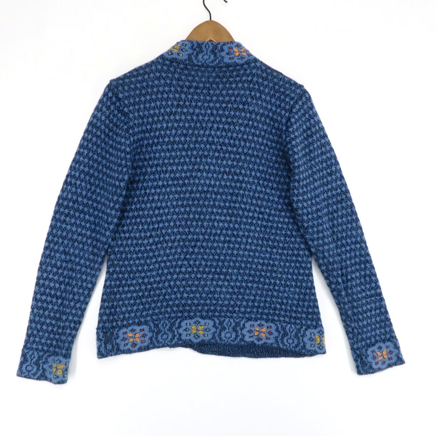 Vintage Tabask Sweater Womens S Blue Cardigan Floral Embroidered Alpaca Blend Size S / US 4 / IT 40 - 2 Thumbnail