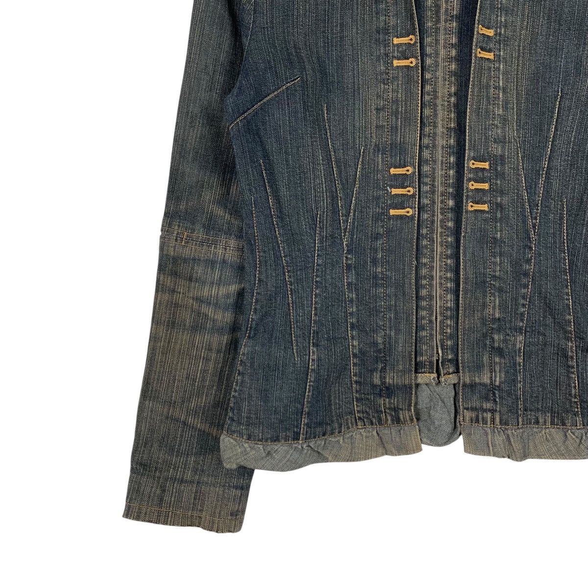Japanese Brand Trashed Zipper Jeans Jacket Womens Denim Jacket #2061-C89 Size XS / US 0-2 / IT 36-38 - 3 Thumbnail