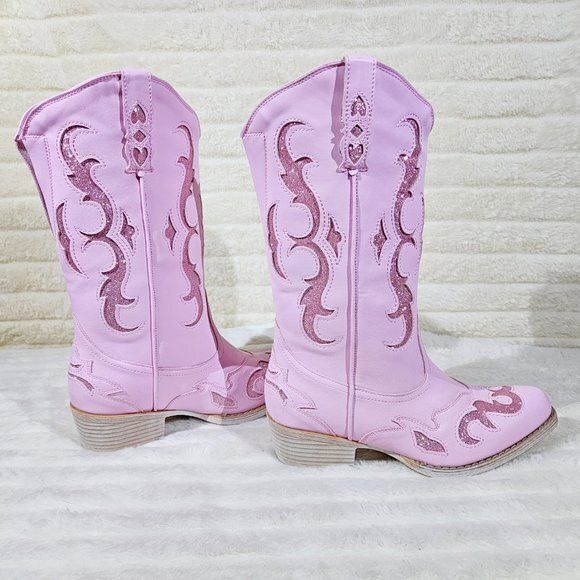 Other Dazzle Darlings Baby Pink Glitter Inset Cowboy Cowgirl Pull Size US 8 / IT 38 - 1 Thumbnail