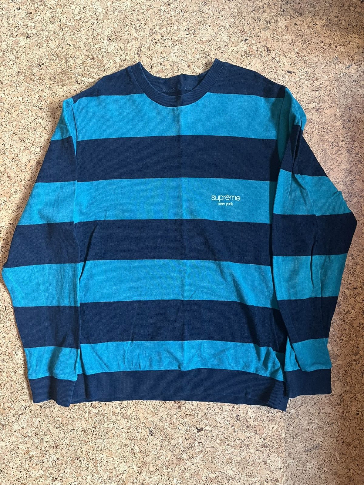 image of Vintage Supreme Long Sleeved T New York in Navy/Green, Men's (Size Large)