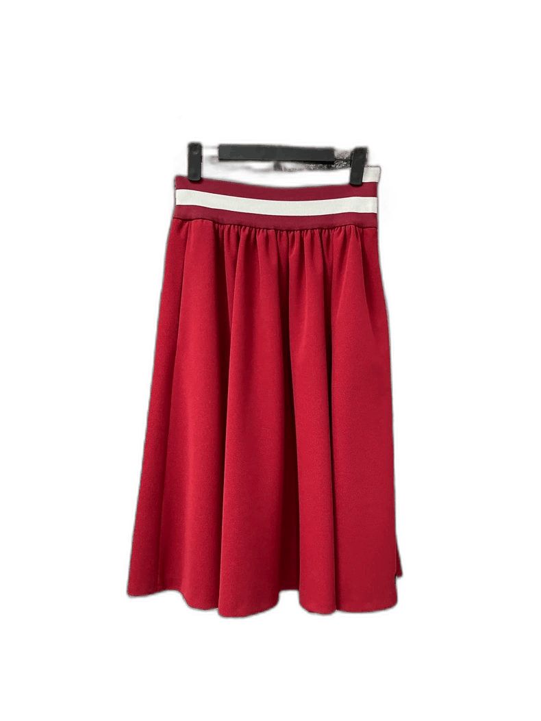 Prada Miumiu Red Skirt with White Stripes Size 40" / US 18 - 1 Thumbnail