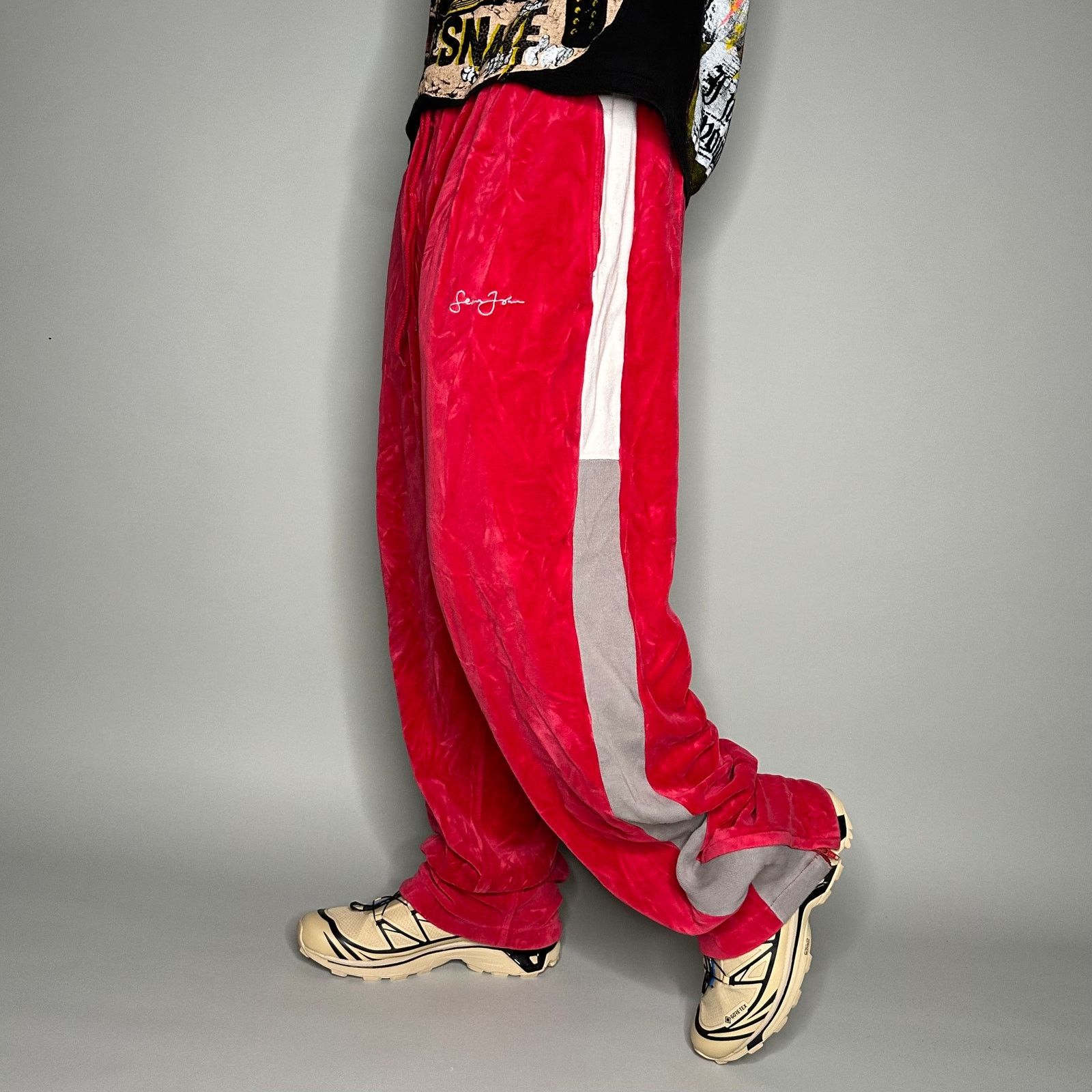 Vintage Crazy Vintage Y2K Sean John Suede Velour Sweatpants Red Grailed