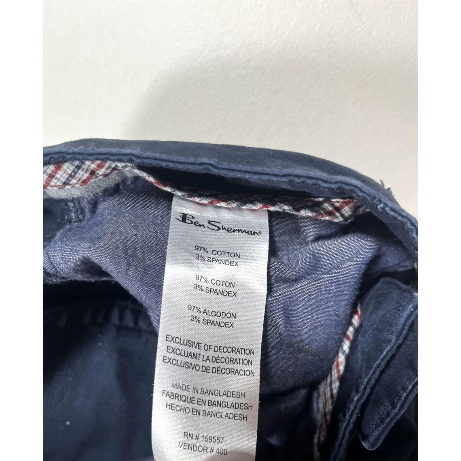 Ben Sherman Ben Sherman Pants Mens 33x32 Blue Stretch Chino 5-Pocket Slim Straight Casual Size US 33 - 7 Thumbnail