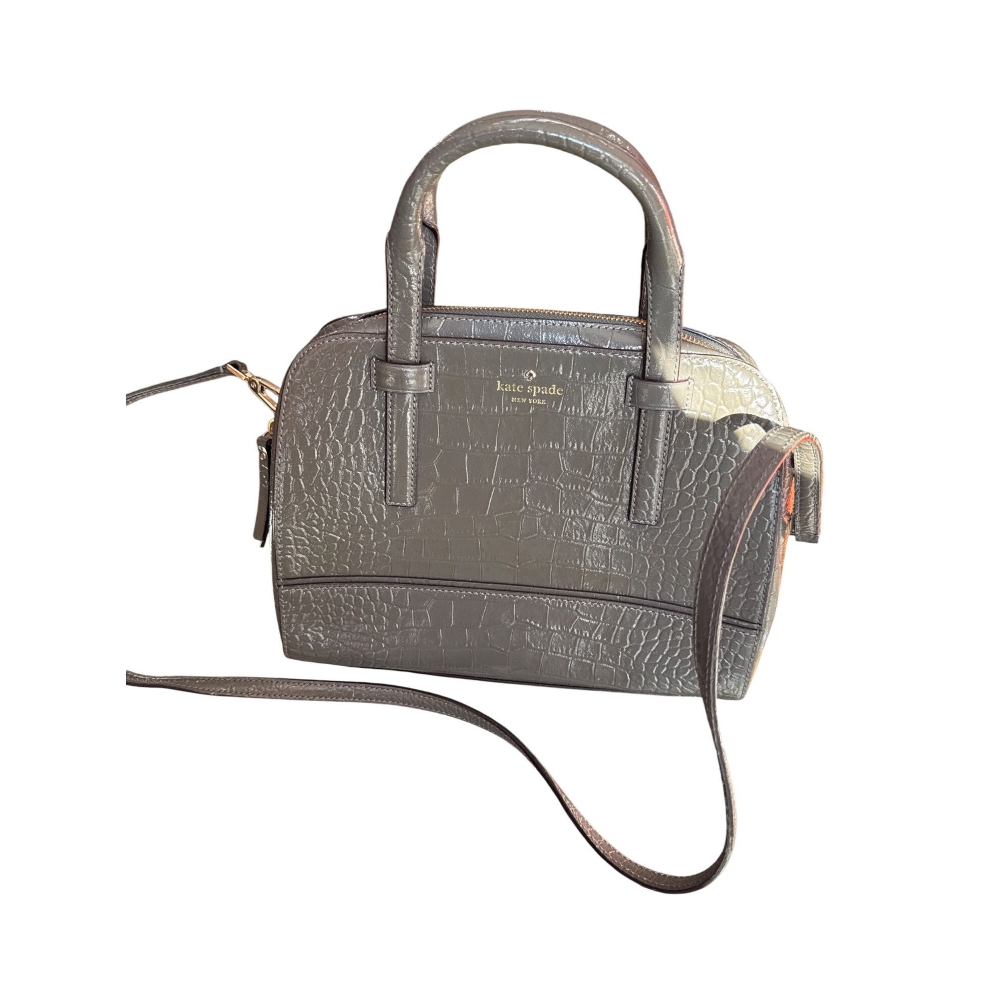 Kate Spade Kate Spade Felix Riverside Gray Croc-Embossed Leather Satche Size ONE SIZE - 1 Thumbnail