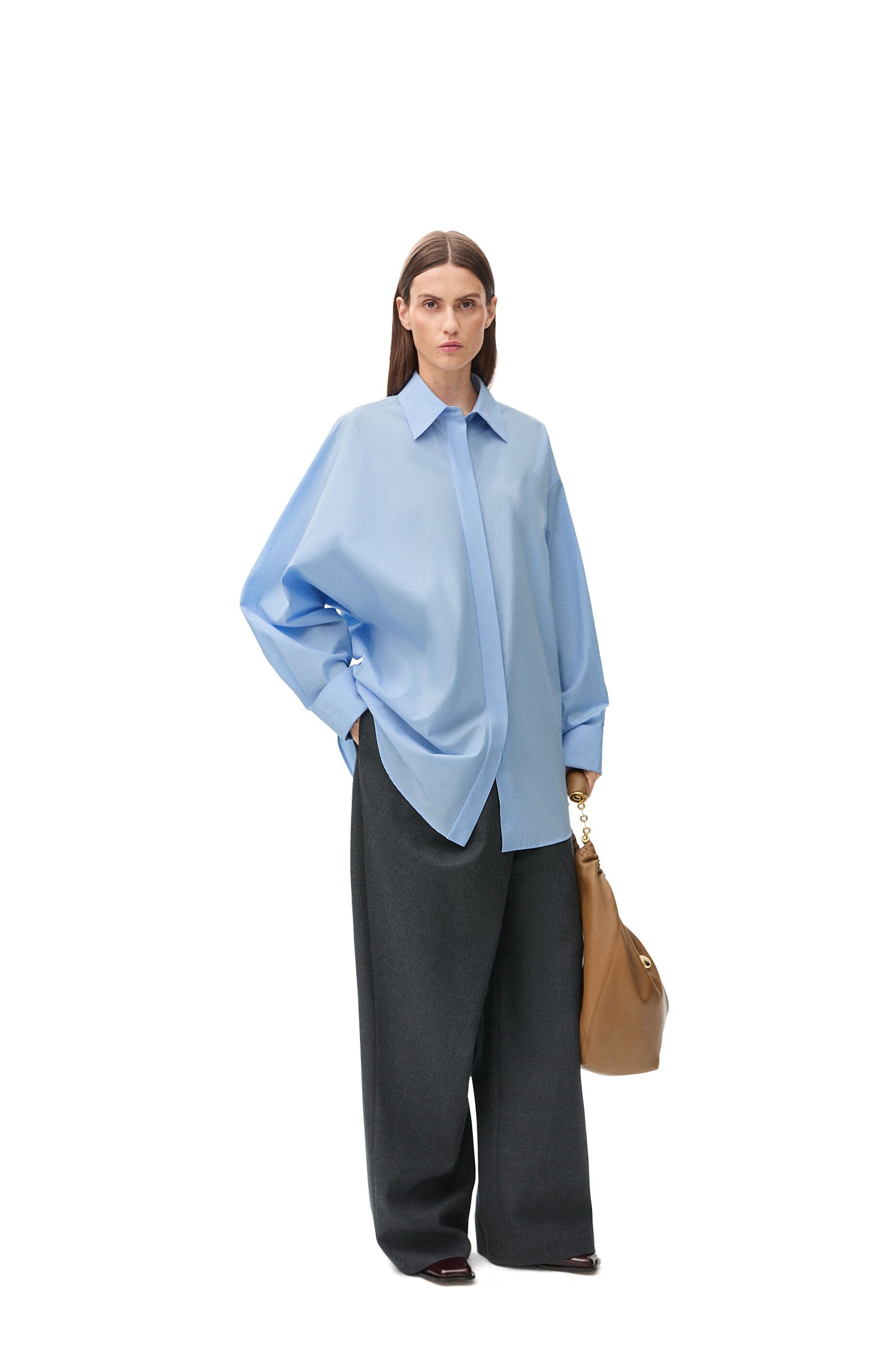 Loewe o1in1g0426 Draped Shirt in Baby Blue Size S / US 4 / IT 40 - 2 Thumbnail