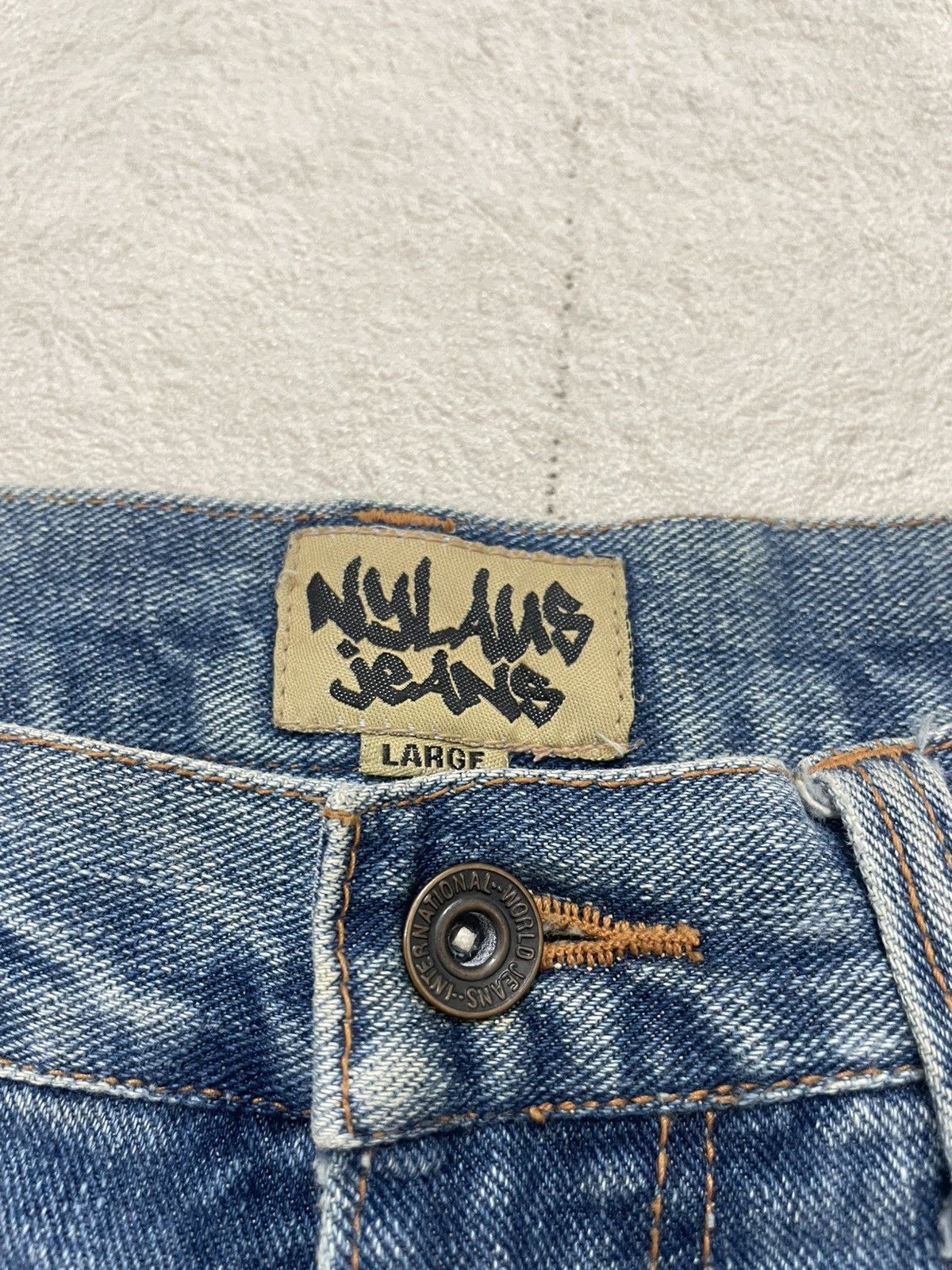 Japanese Brand 2000s Nylaus Jorts Distressed Denim Ripped Mudwash Y2K Size US 33 - 6 Thumbnail