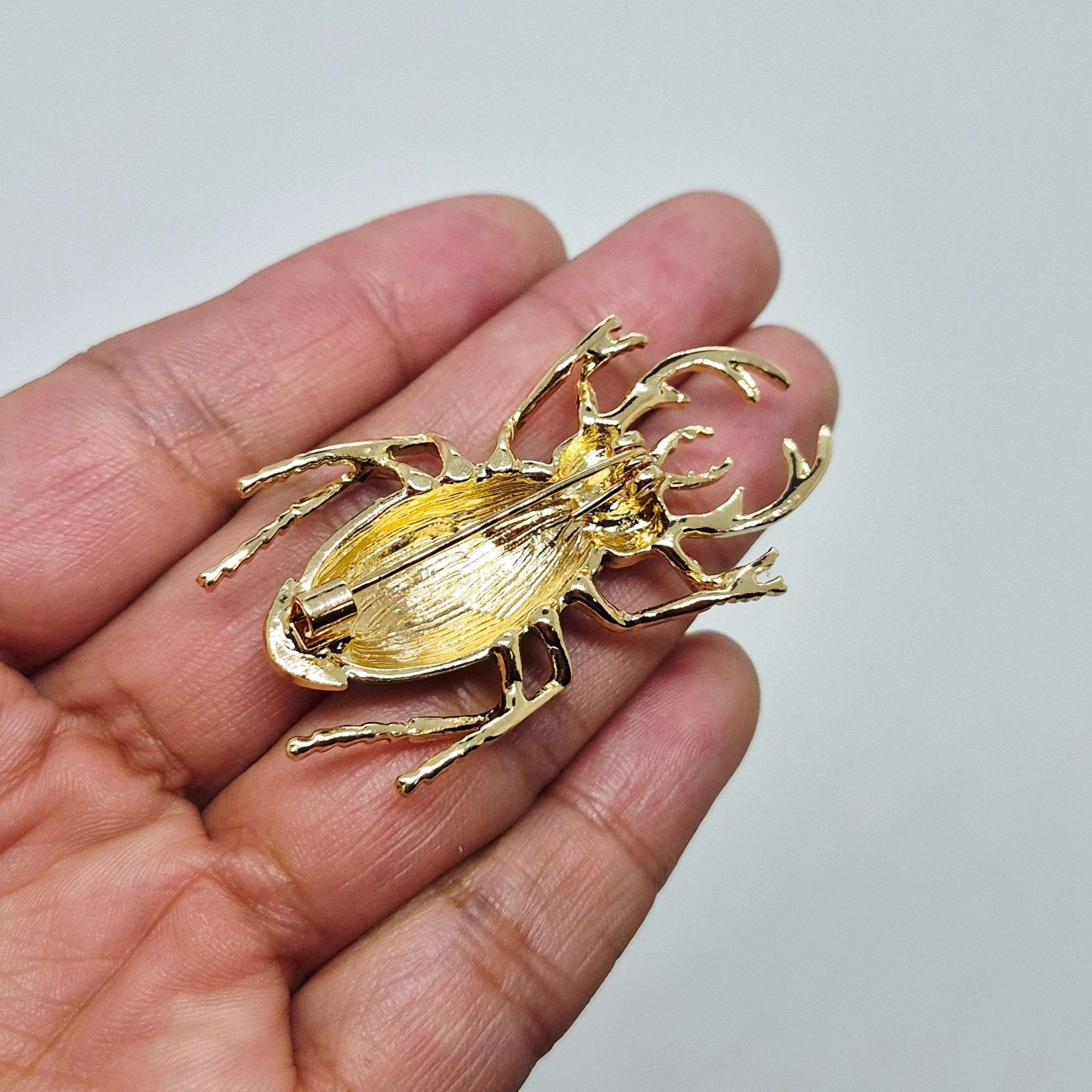 Other ⭐Emerald Green Enamel Beetle Insect Brooch Pin Sparkly Rhine Size ONE SIZE - 4 Thumbnail