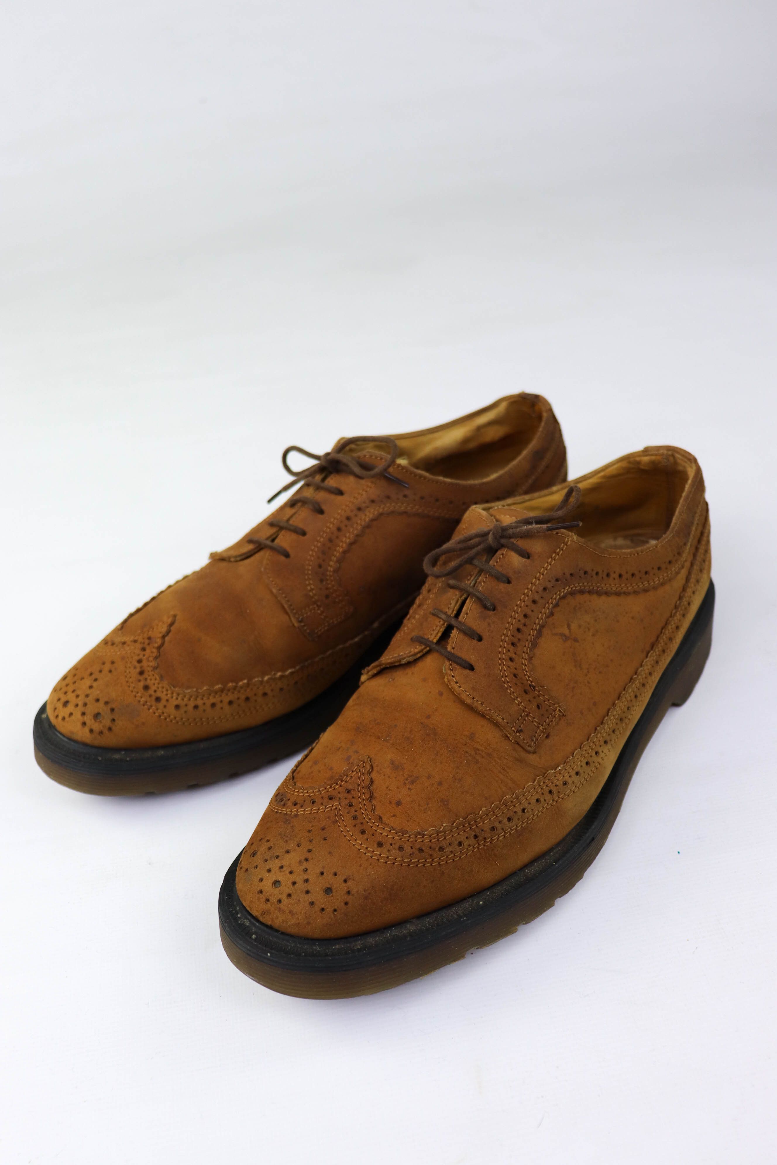Dr. Martens Vintage Dr. Martens Made in England Tan Brown Suede Brogues Size US 8.5 / EU 41-42 - 1 Thumbnail