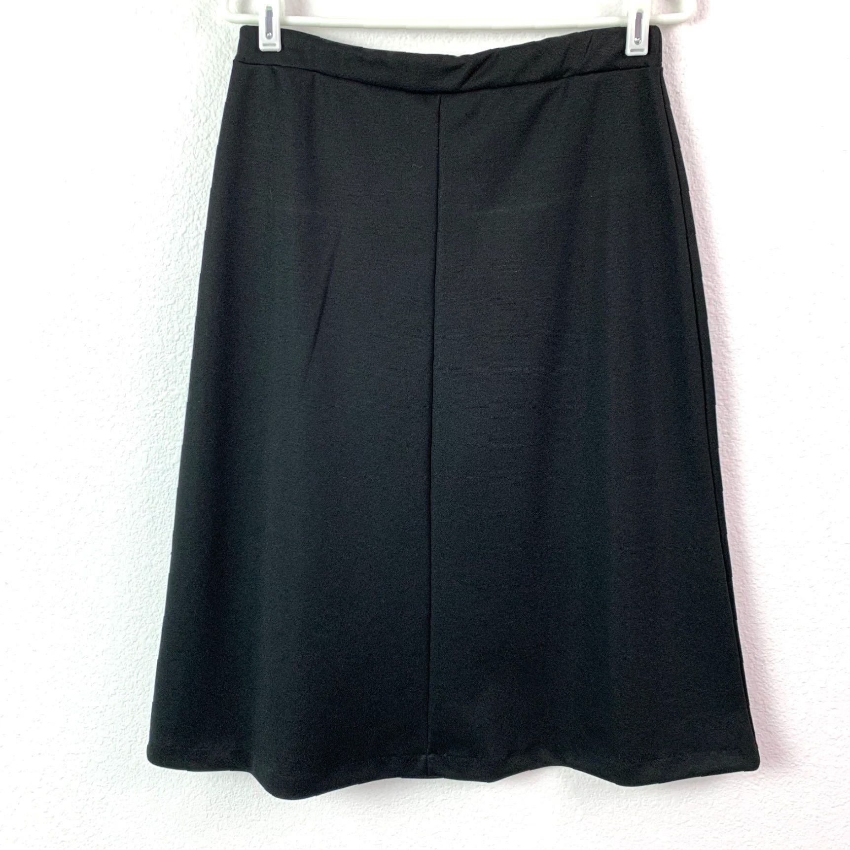 Vintage VINTAGE Black A-Line Polyester Elastic Waist Skirt 12 1970s Secretarial/Geek Style Womens Size 34" / US 12 / IT 48 - 4 Thumbnail