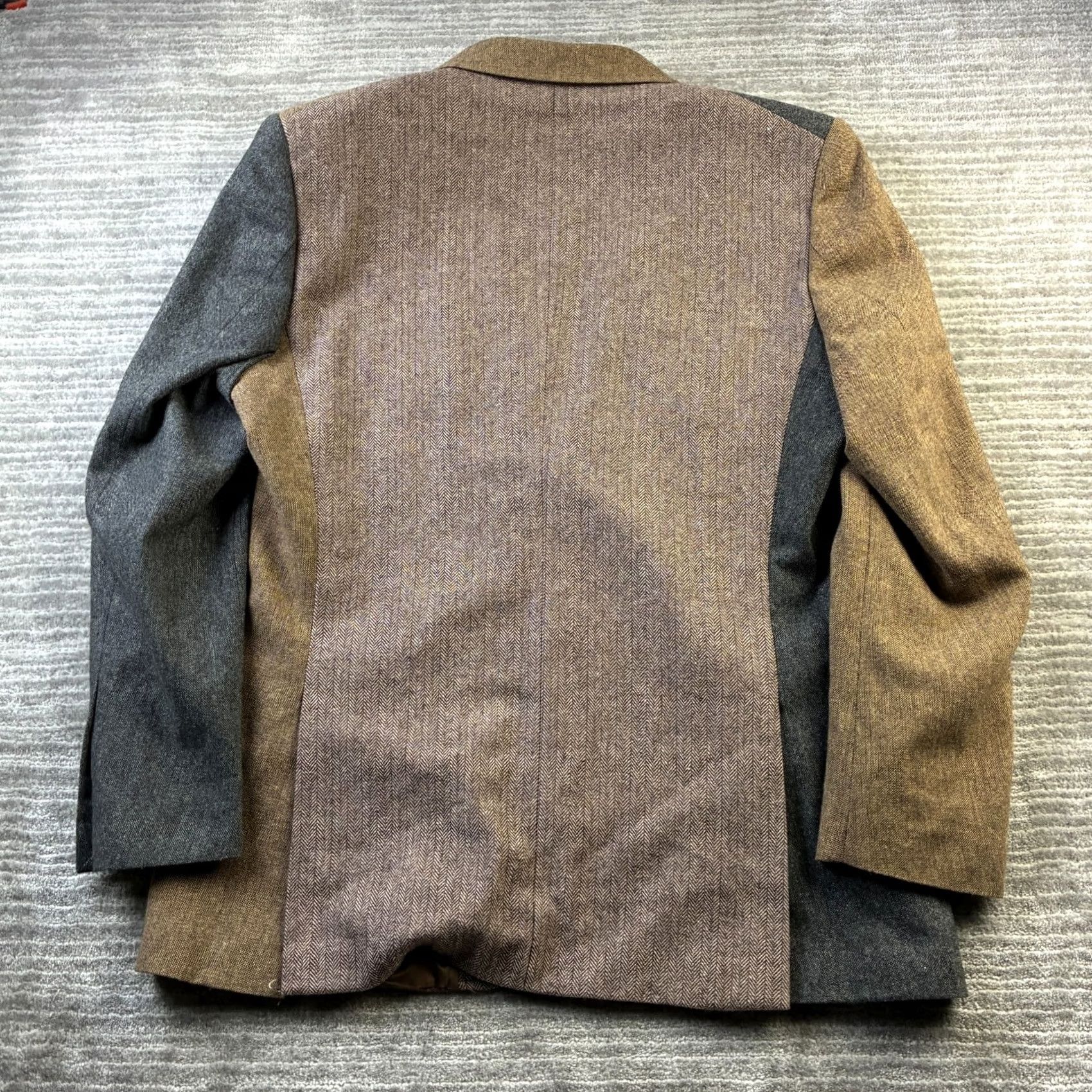 Vintage Alan Flusser Sport Coat Mens Large Brown Patchwork Herringbone Jacket Size US L / EU 52-54 / 3 - 2 Thumbnail