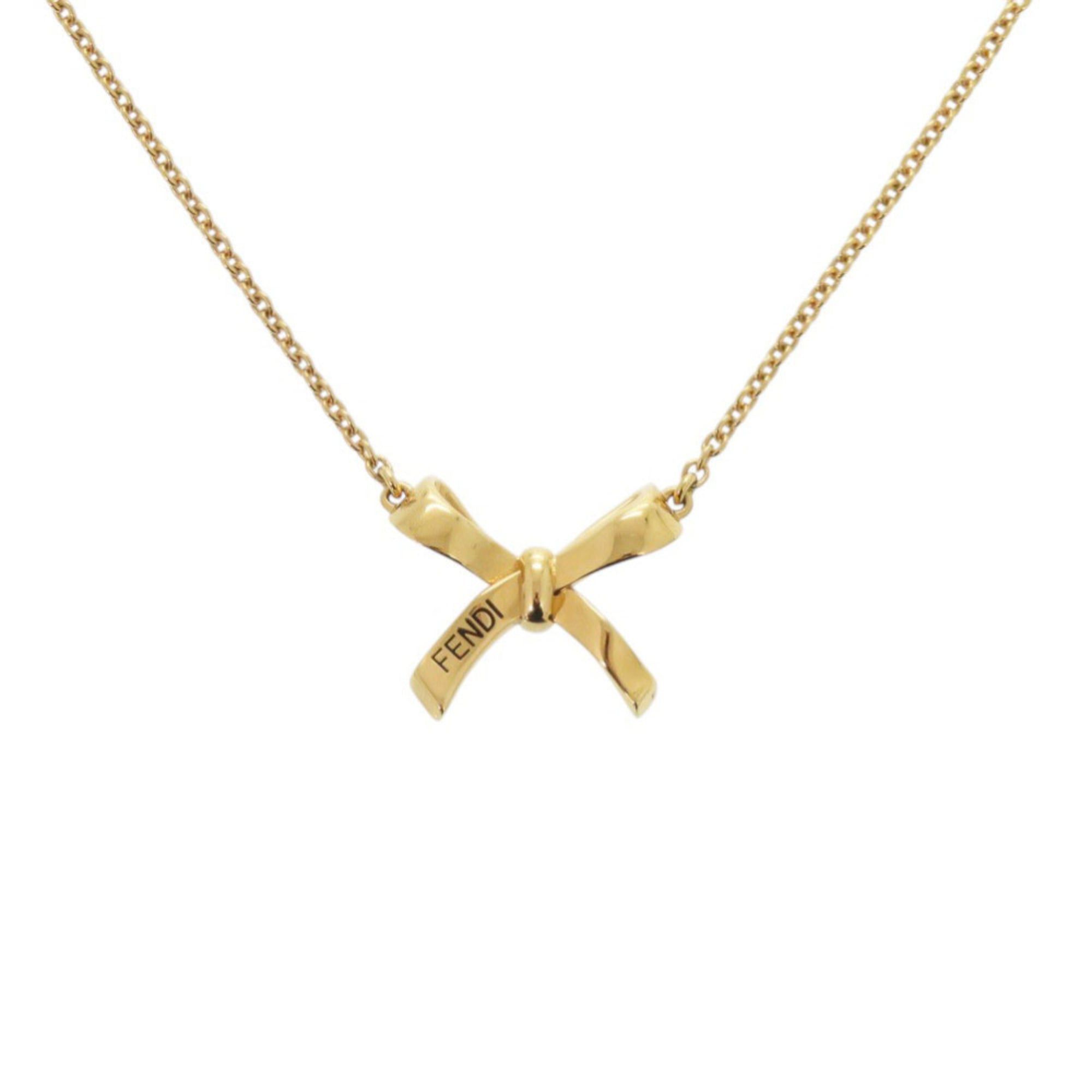 Fendi Excellent condition Fendi ribbon gold necklace pendant 1315FENDI Size ONE SIZE - 1 Thumbnail