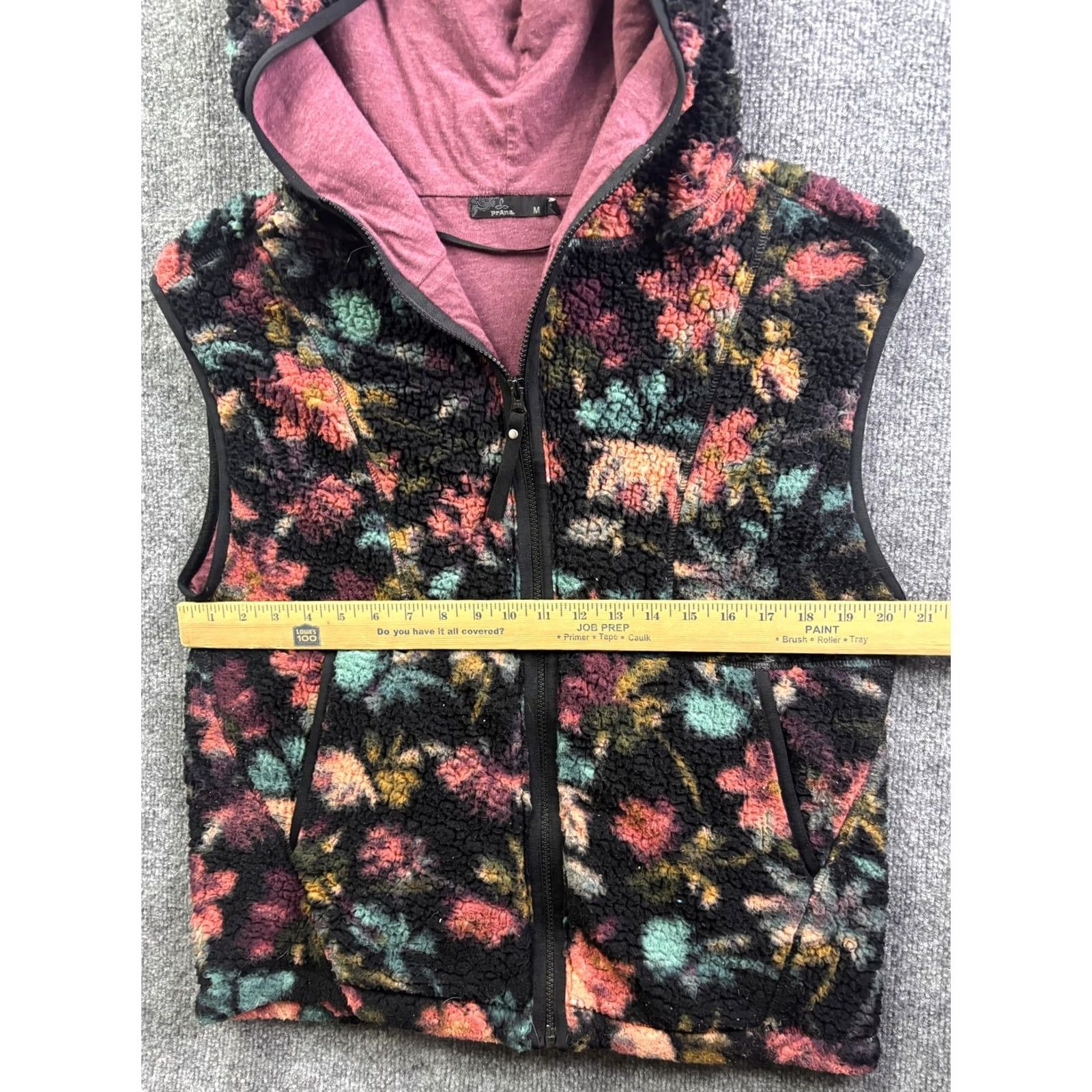 Prana prAna Vest Womens M Multicolor Floral Sherpa Fleece Hooded Zip Pockets Jacket Vest? Size M / US 6-8 / IT 42-44 - 4 Thumbnail