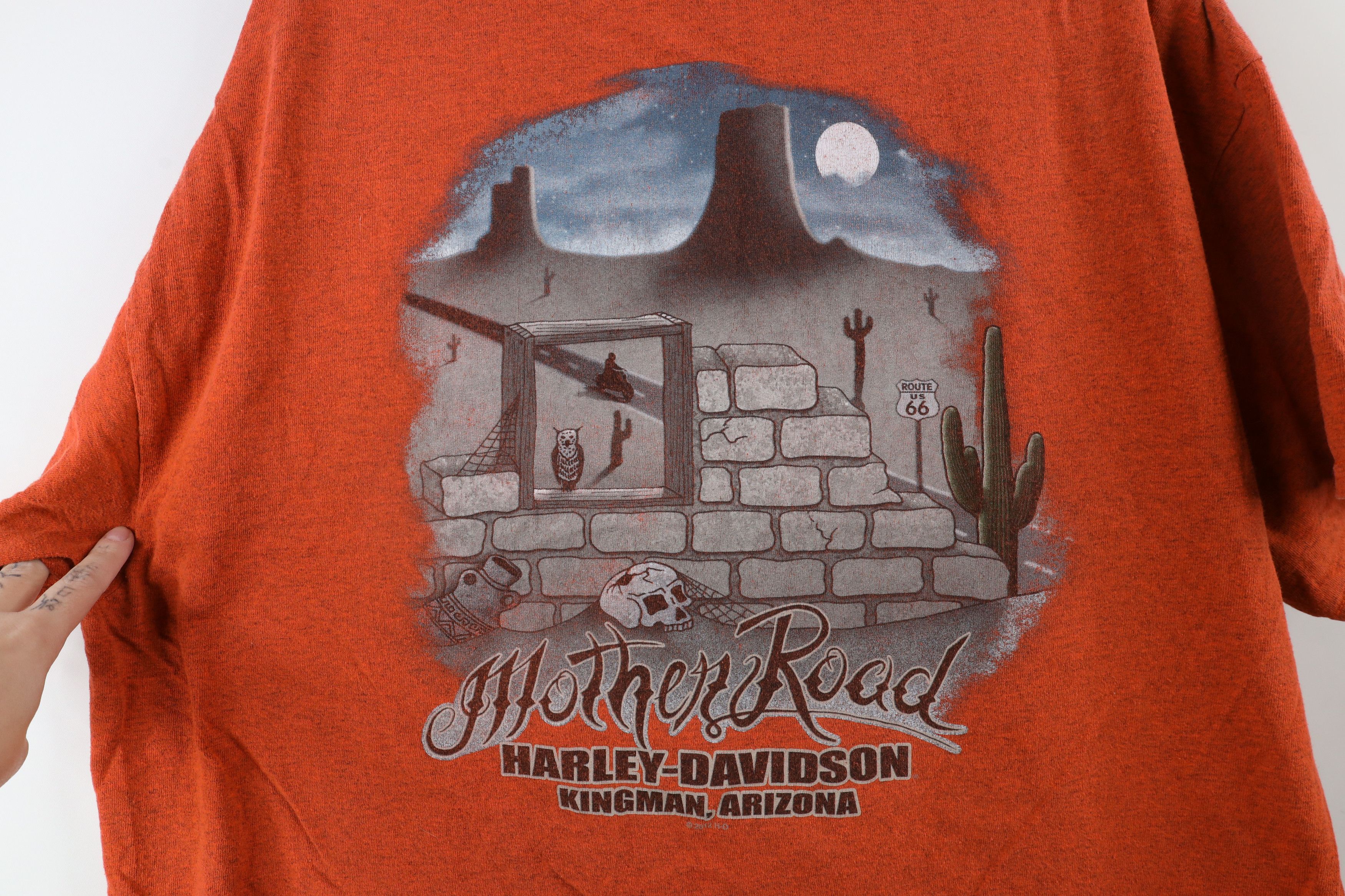 Harley Davidson × Vintage Vintage Y2K Harley Davidson t Skull T-Shirt Heather Orange Size US XXL / EU 58 / 5 - 9 Thumbnail