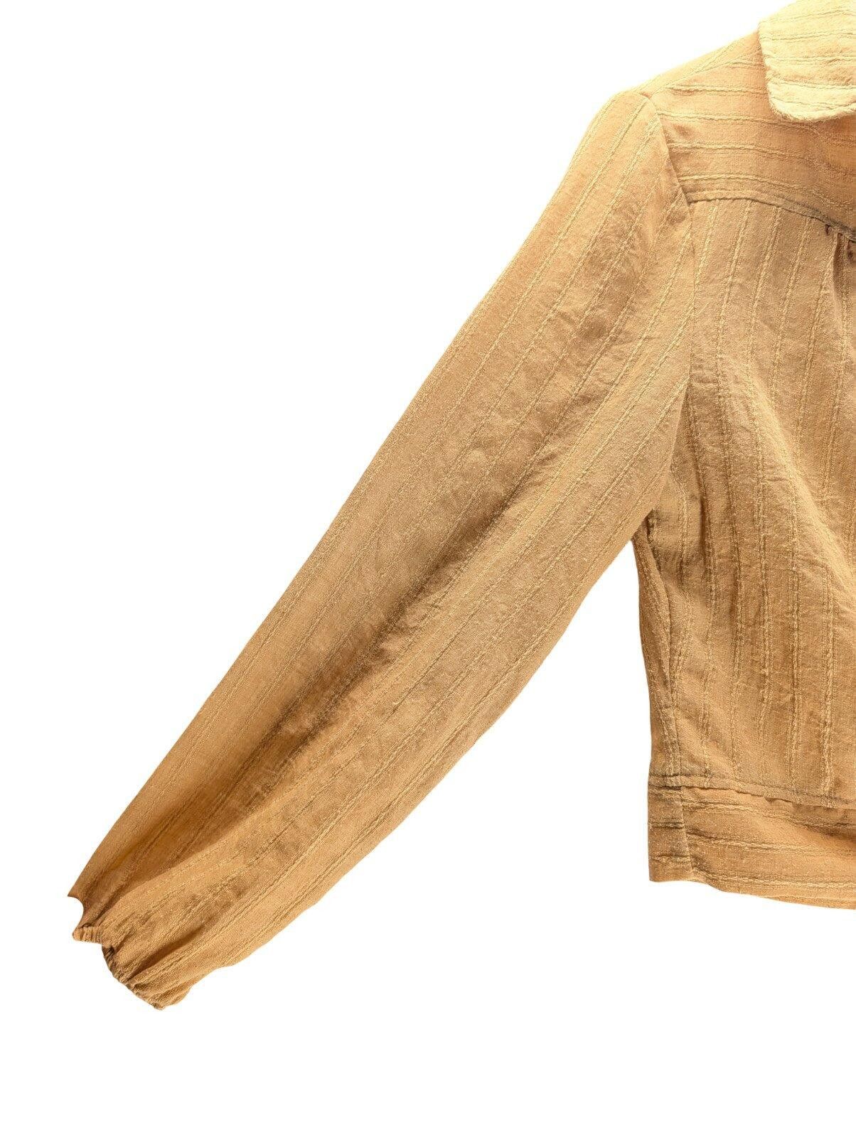 14th Addiction Addie Blouse Women Small (S) Tie Front Long Sleeve Mustard Size S / US 4 / IT 40 - 3 Thumbnail