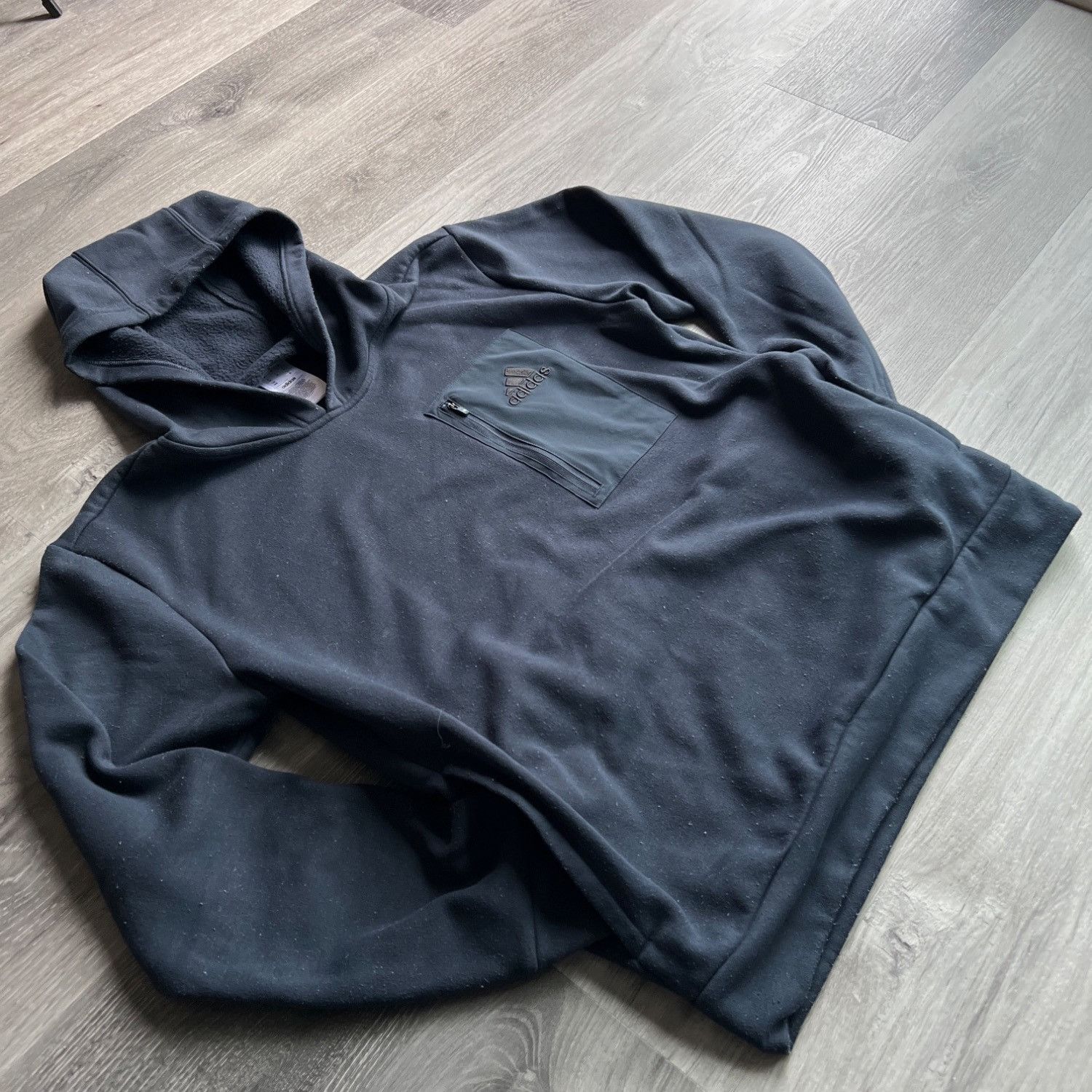 Adidas Adidas Performance Blue Pullover Hoodie W/ Zip Pocket Fleece Size US M / EU 48-50 / 2 - 4 Thumbnail