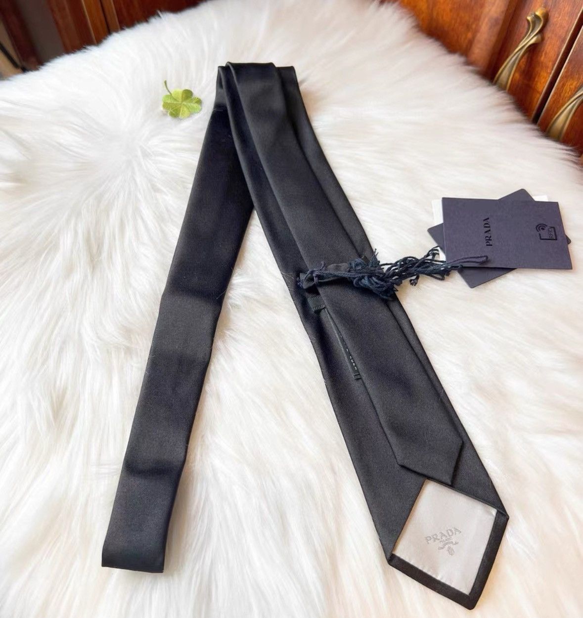 Prada Prada Black Linen Tie with Tag-2506 Size ONE SIZE - 2 Thumbnail