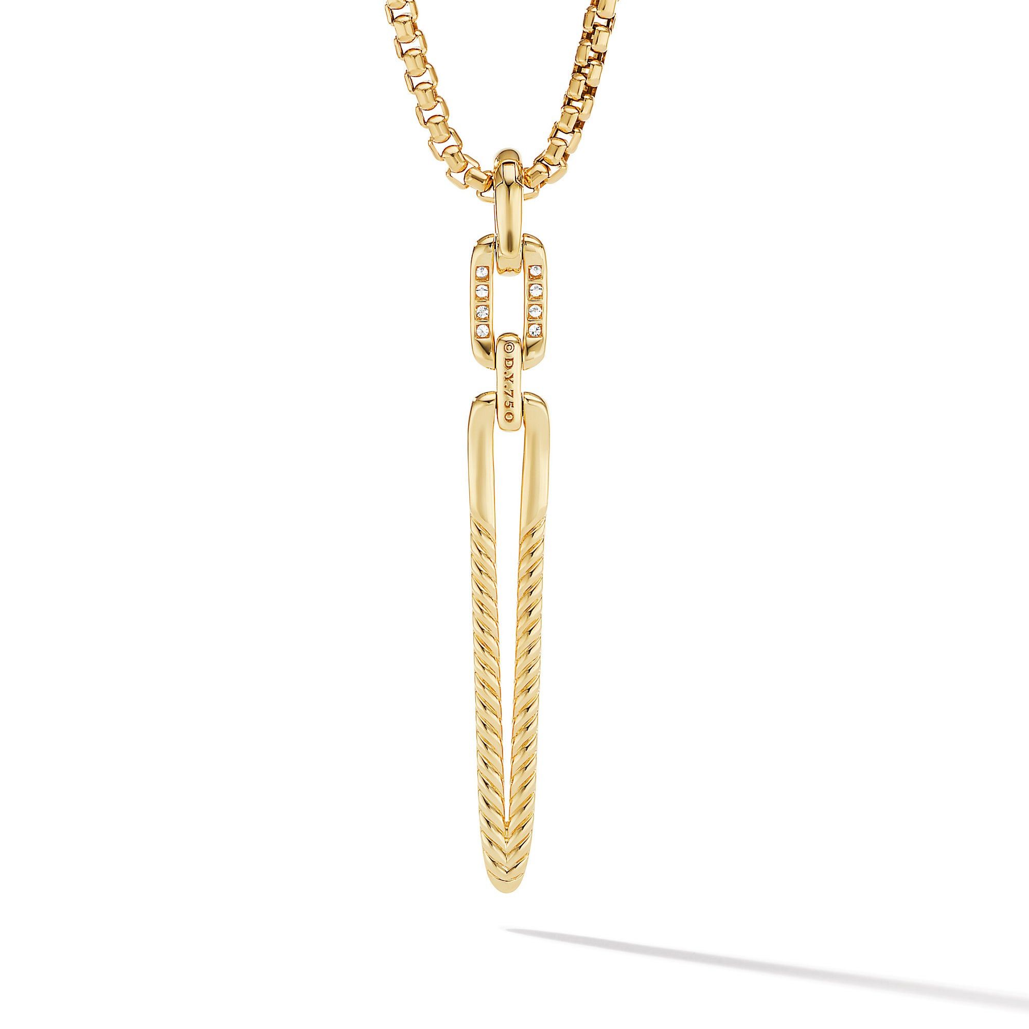 David Yurman o1w1db10325 Stax Elongated Pendant Yellow Gold with Diamonds Size ONE SIZE - 2 Thumbnail