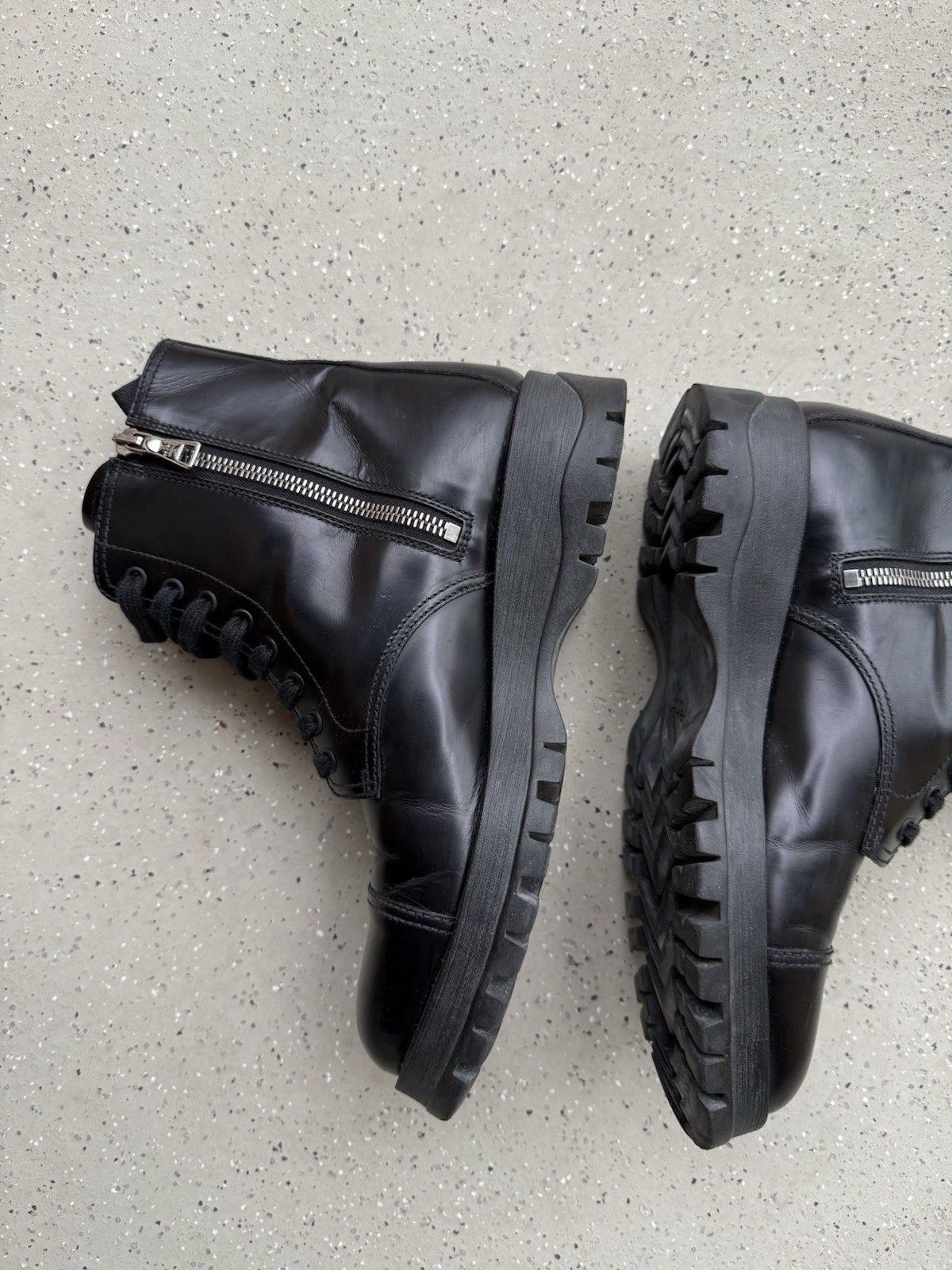 Prada DDP Prada Spazzolato Womens Combat Ankle Boots Black Size 36 Size US 6 / IT 36 - 9 Thumbnail