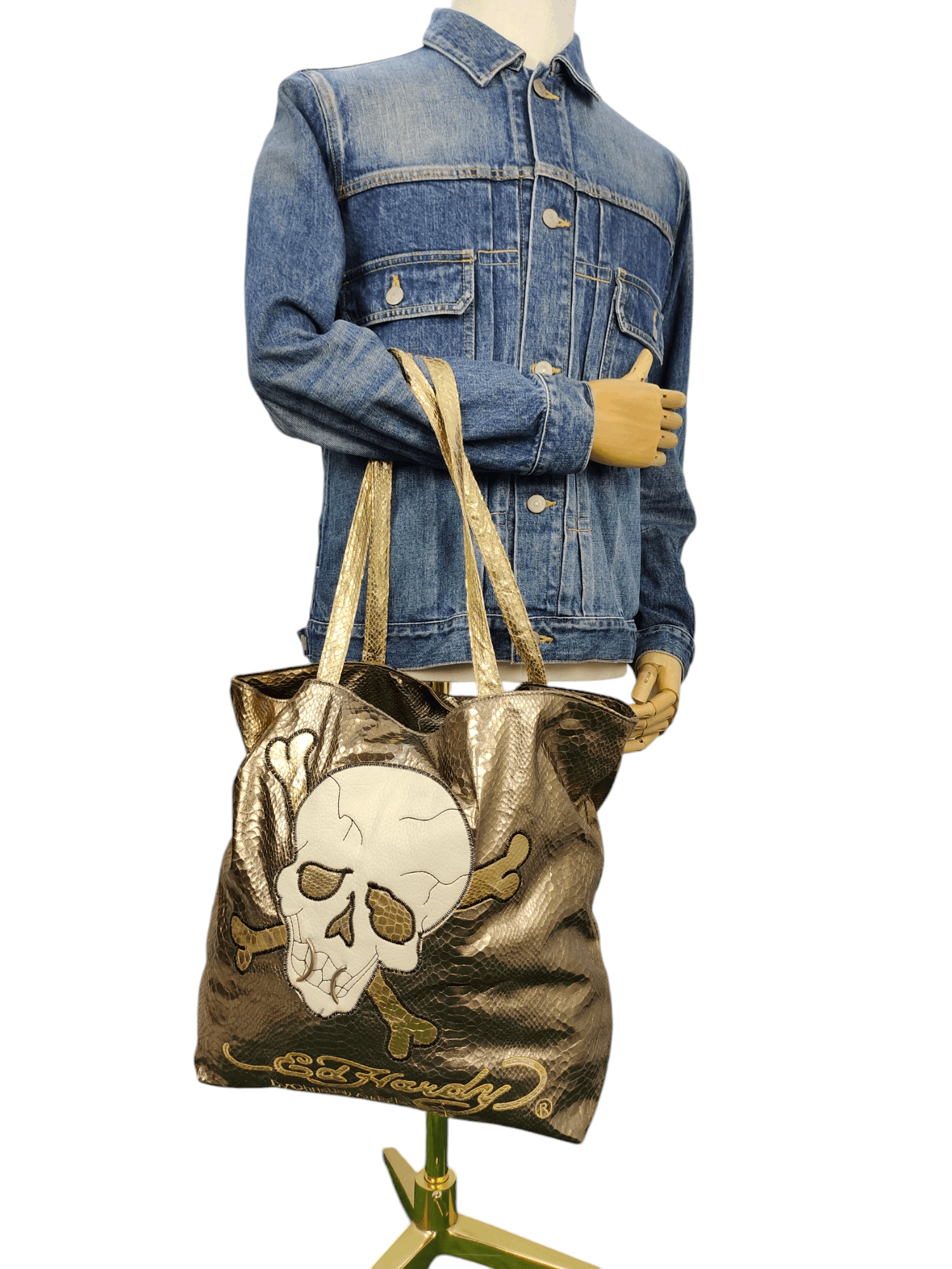 Vintage Y2k Ed Hardy Skull Embroidered Tote Bag