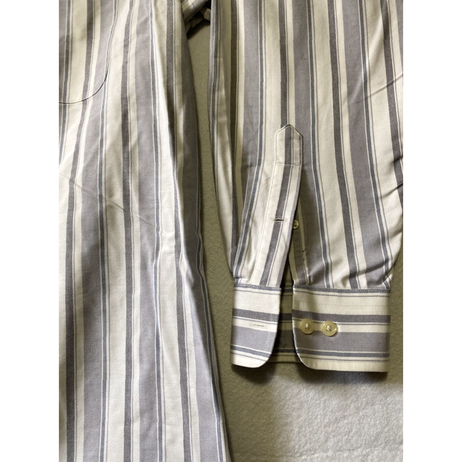 Vintage Paul Frederick Button Dress Shirt Men’s XL Gray Long Sleeve Striped Button-Down Collared Size 46R - 4 Thumbnail