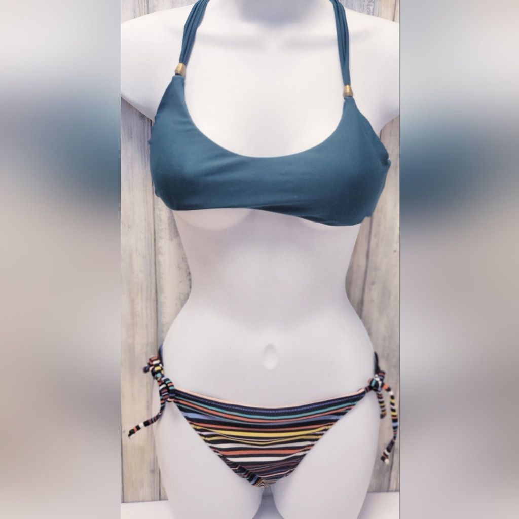 Other 2x Pair Strappy Bikini Tops with Multicolor Striped Bottom Size ONE SIZE - 7 Thumbnail