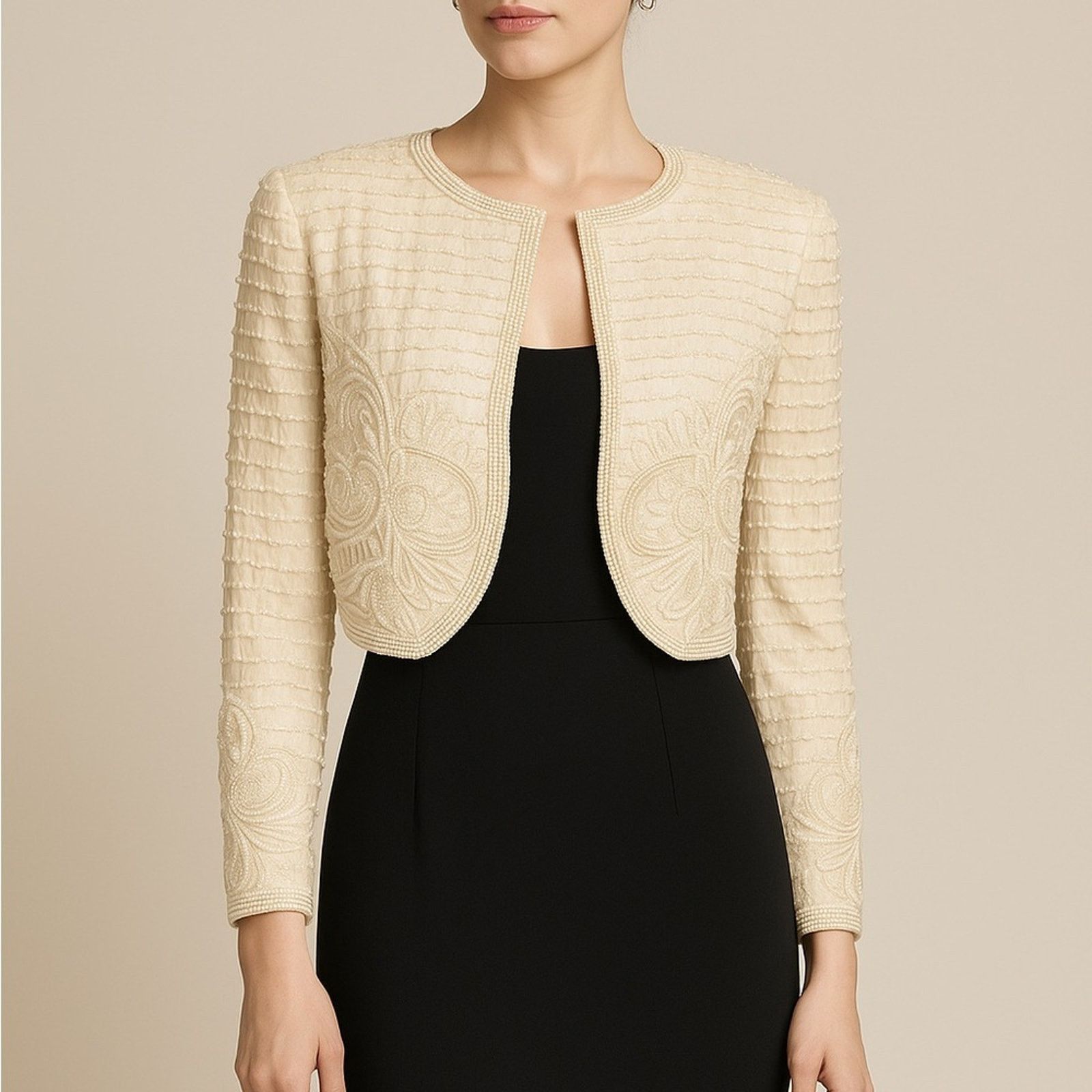 Other Beaded Silk Bolero Jacket (Vintage M) Size M / US 6-8 / IT 42-44 - 3 Thumbnail
