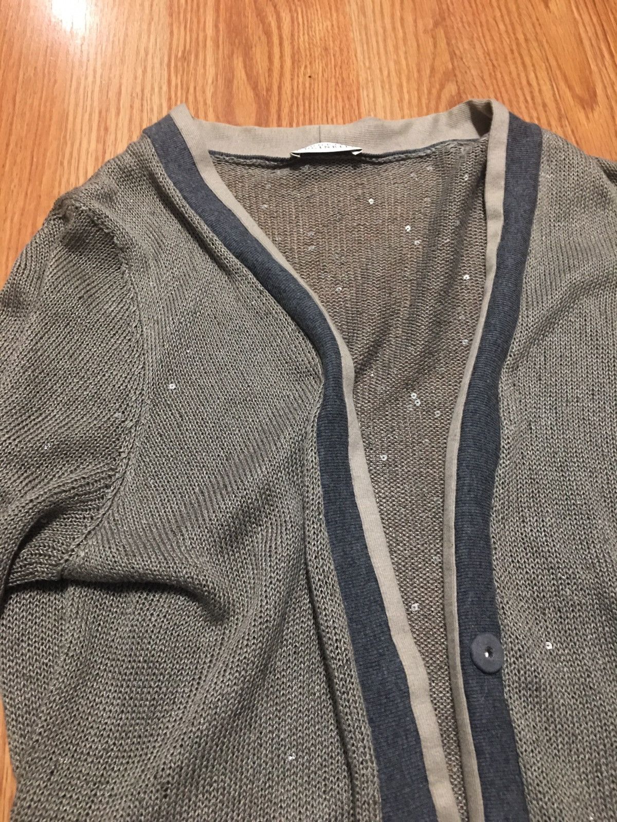 Brunello Cucinelli Brunello Cucinelli Sequin Embellished Silk Blend Cardigan Size L / US 10 / IT 46 - 9 Thumbnail