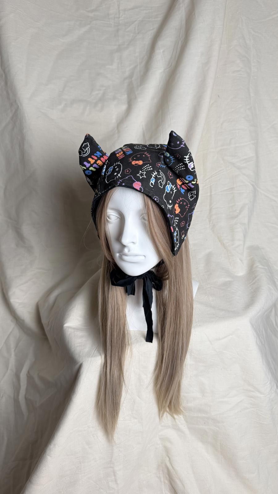 Japanese Brand Handmade Reversible Hello Kitty Cat Ear Hat - Kawaii Cosplay Size ONE SIZE - 1 Thumbnail