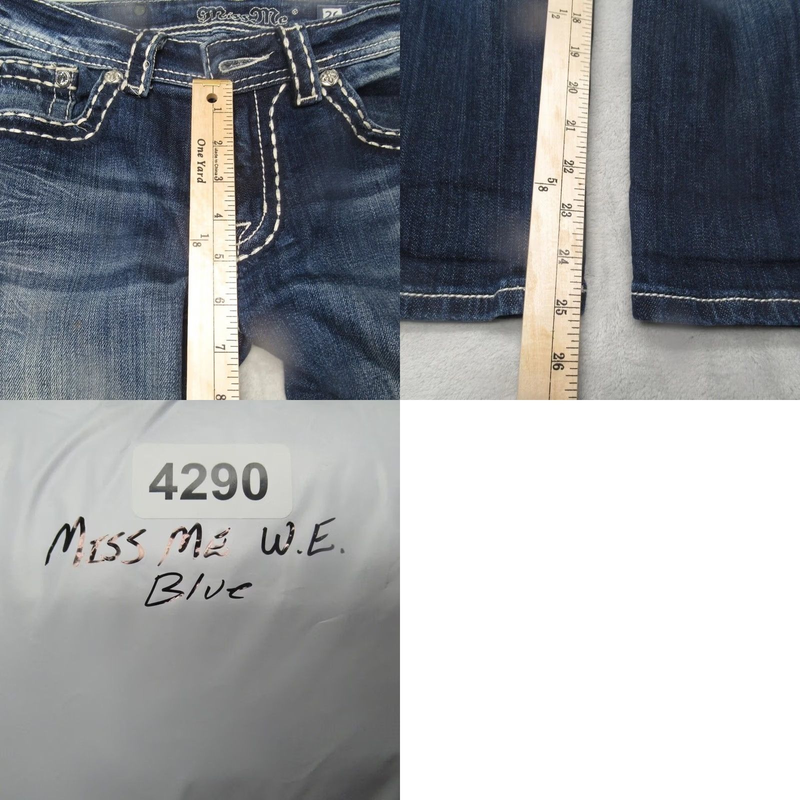 Miss Me VINTAGE Miss Me Jeans Bootcut Womens 26 Inseam 25 Dark Wash Embroidered Rhinestone Logo Pockets Stretch Comfort Denim Jeans Women Size 26" / US 2 / IT 38 - 9 Thumbnail