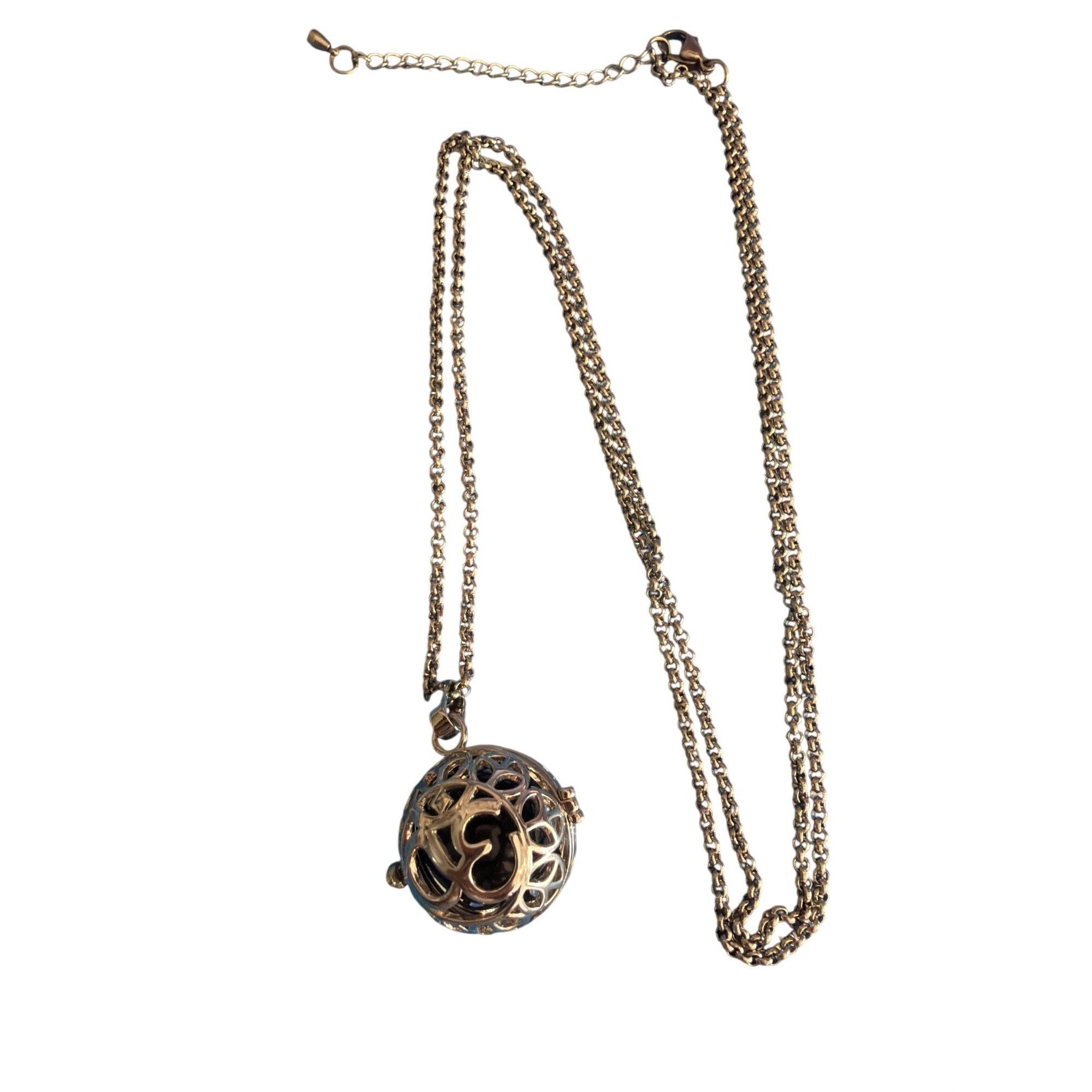 Other Silver Tone Om Pendant Bell Necklace Chimes Long Chain Cage Size ONE SIZE - 1 Thumbnail