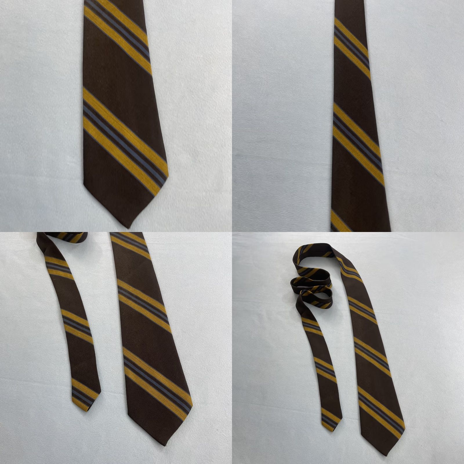 MCM VINTAGE Roos Atkins Wool Dacron Repp Tie MCM Mod Striped Woven Necktie 3x55 Capsule Classic Necktie Charcoal Blue Yellow Mens Tie Size ONE SIZE - 10 Thumbnail