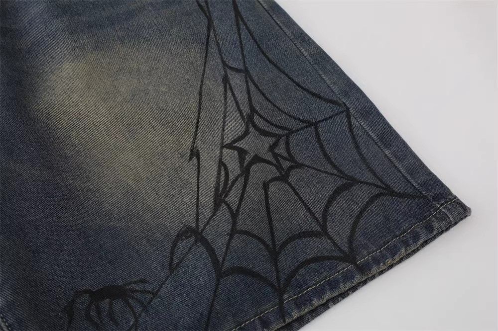 Japanese Brand × Vintage Men's loose casual washed spider print denim shorts y2k Size US 32 / EU 48 - 6 Thumbnail