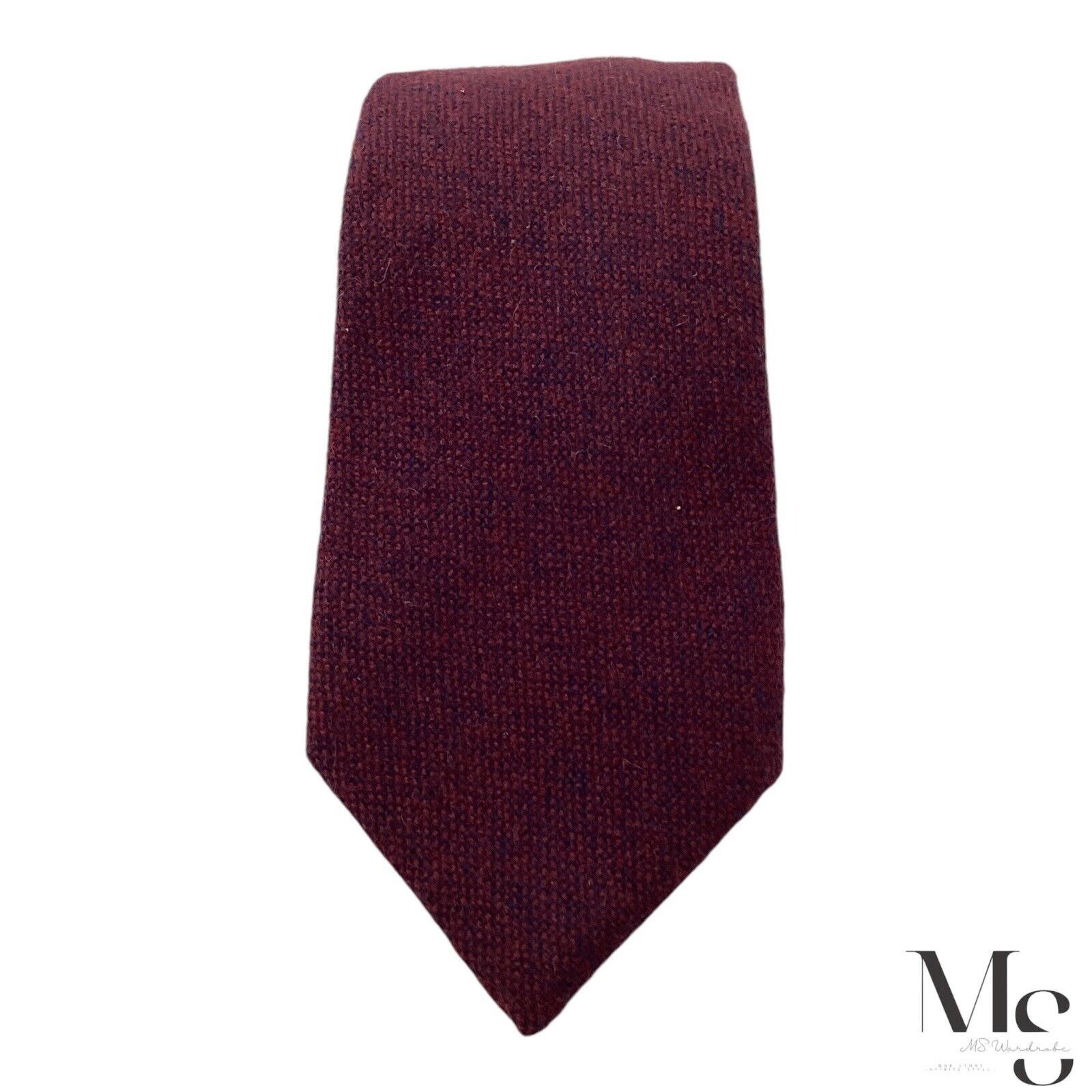 Isaia ISAIA NAPOLI Solid Burgundy Cashmere Tie Made In Italy W: 3" Size ONE SIZE - 3 Thumbnail