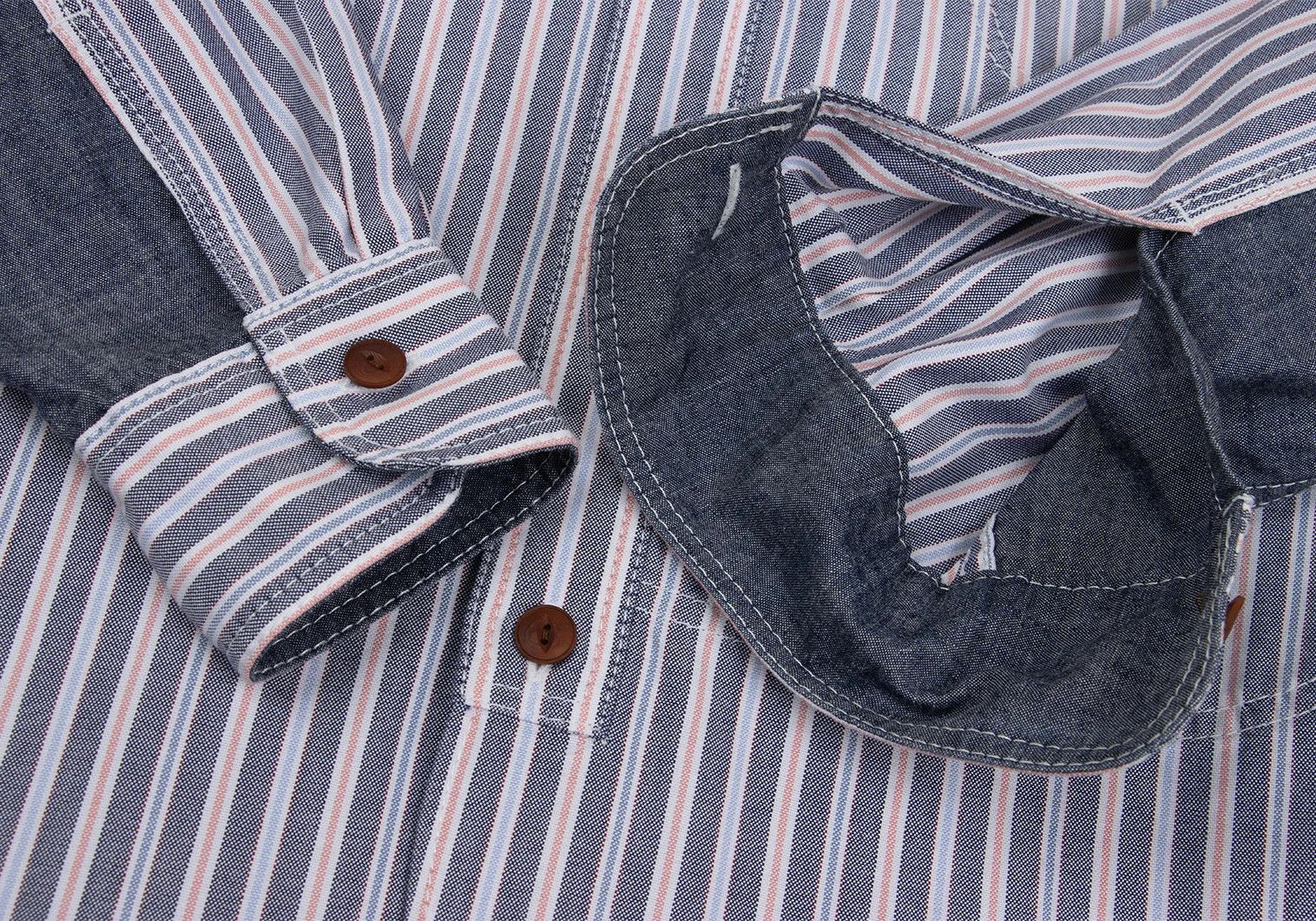 Junya Watanabe Patch Design Raglan Sleeve Stripe Shirt in Gray and White Size US XS / EU 42 / 0 - 9 Thumbnail
