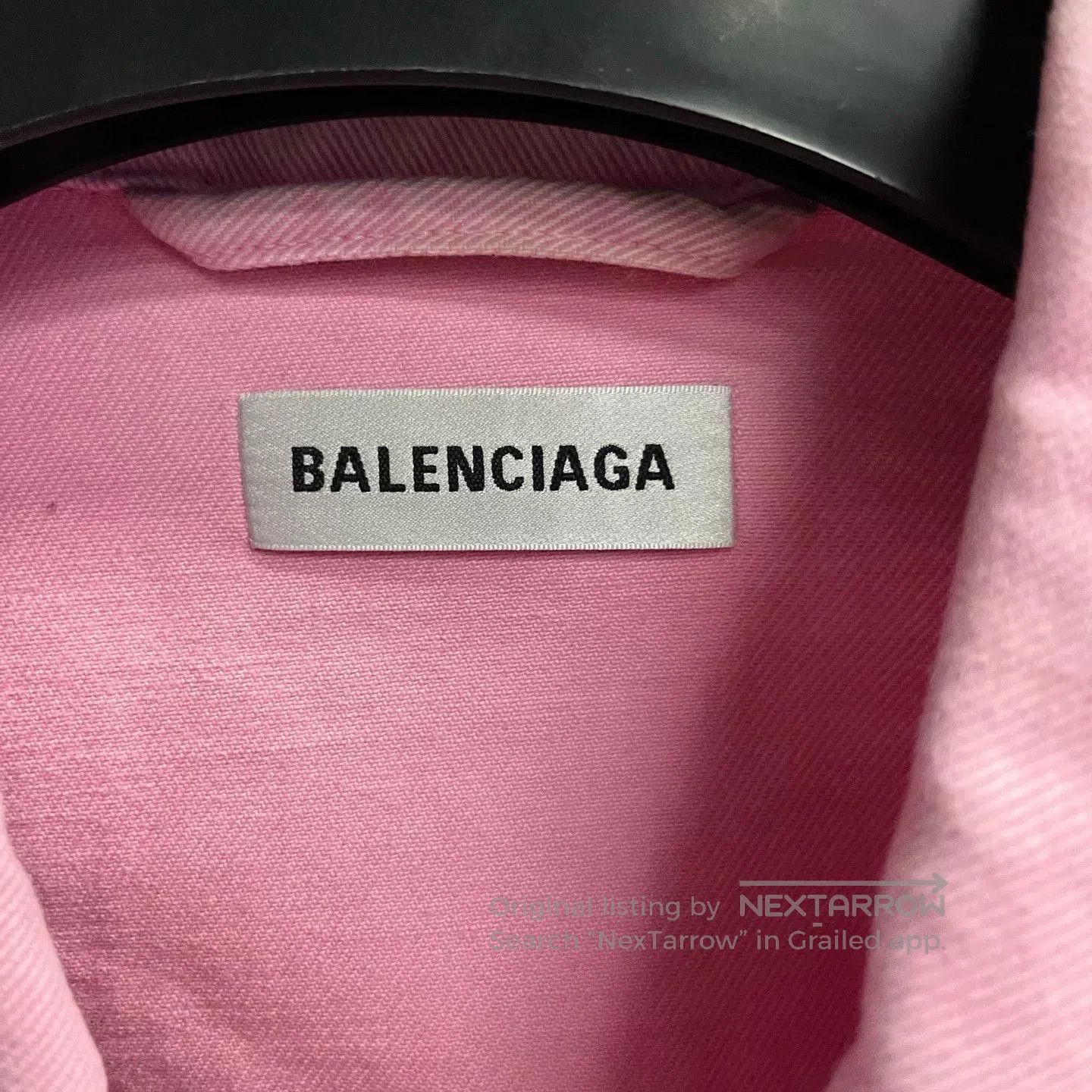 Balenciaga Balenciaga Pink Logo Denim Jacket. Size US XS / EU 42 / 0 - 5 Thumbnail