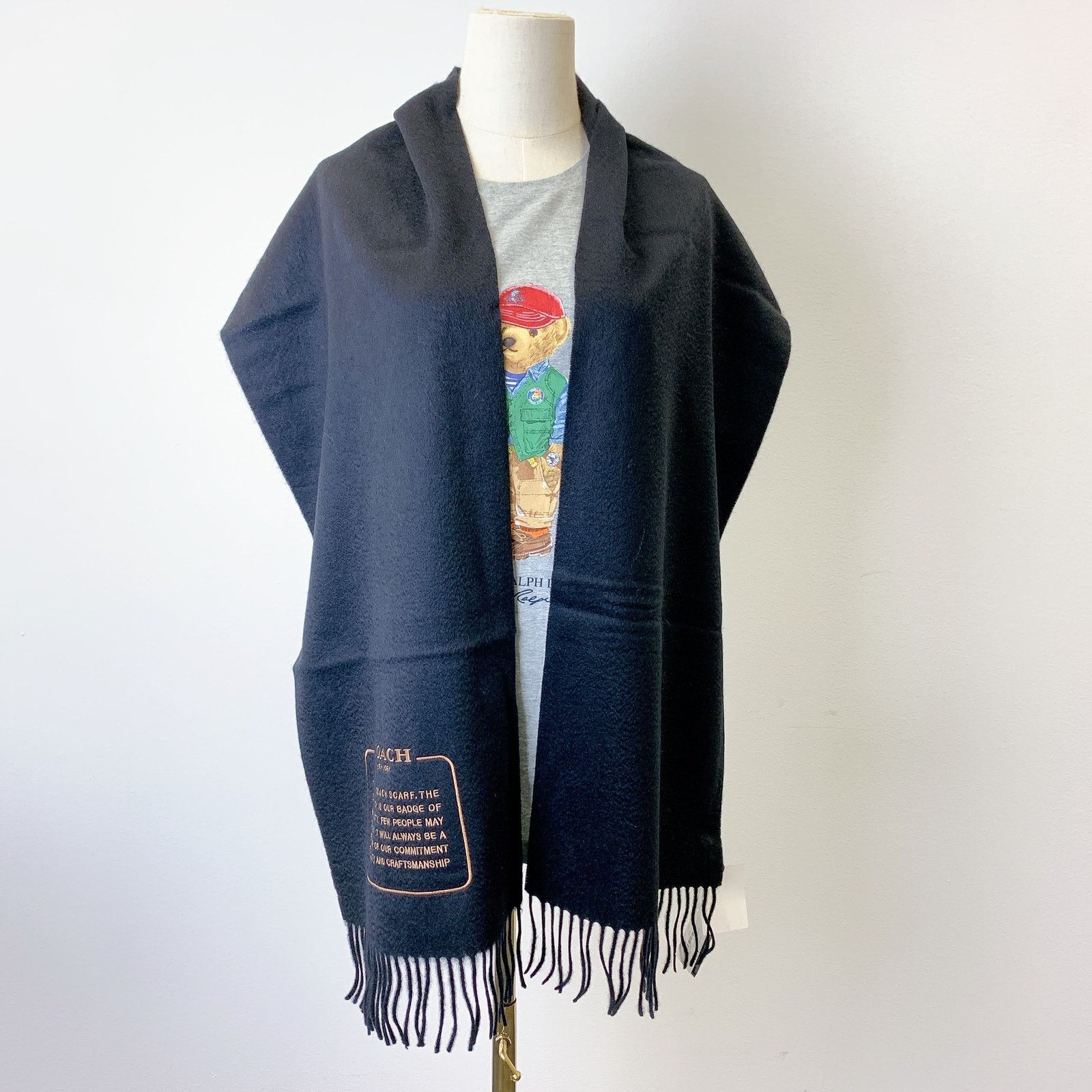 Coach Coach CB685 Embroidered Patch Cashmere Muffler IN Black Size ONE SIZE - 1 Thumbnail