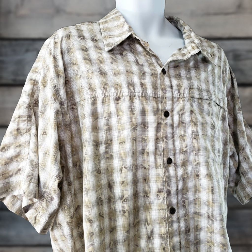 Mountain Hardwear VINTAGE Mountain Hardwear Mens Button Front Shirt Sz 2XL Gray Tan Short Sleeve Size US XXL / EU 58 / 5 - 1 Thumbnail