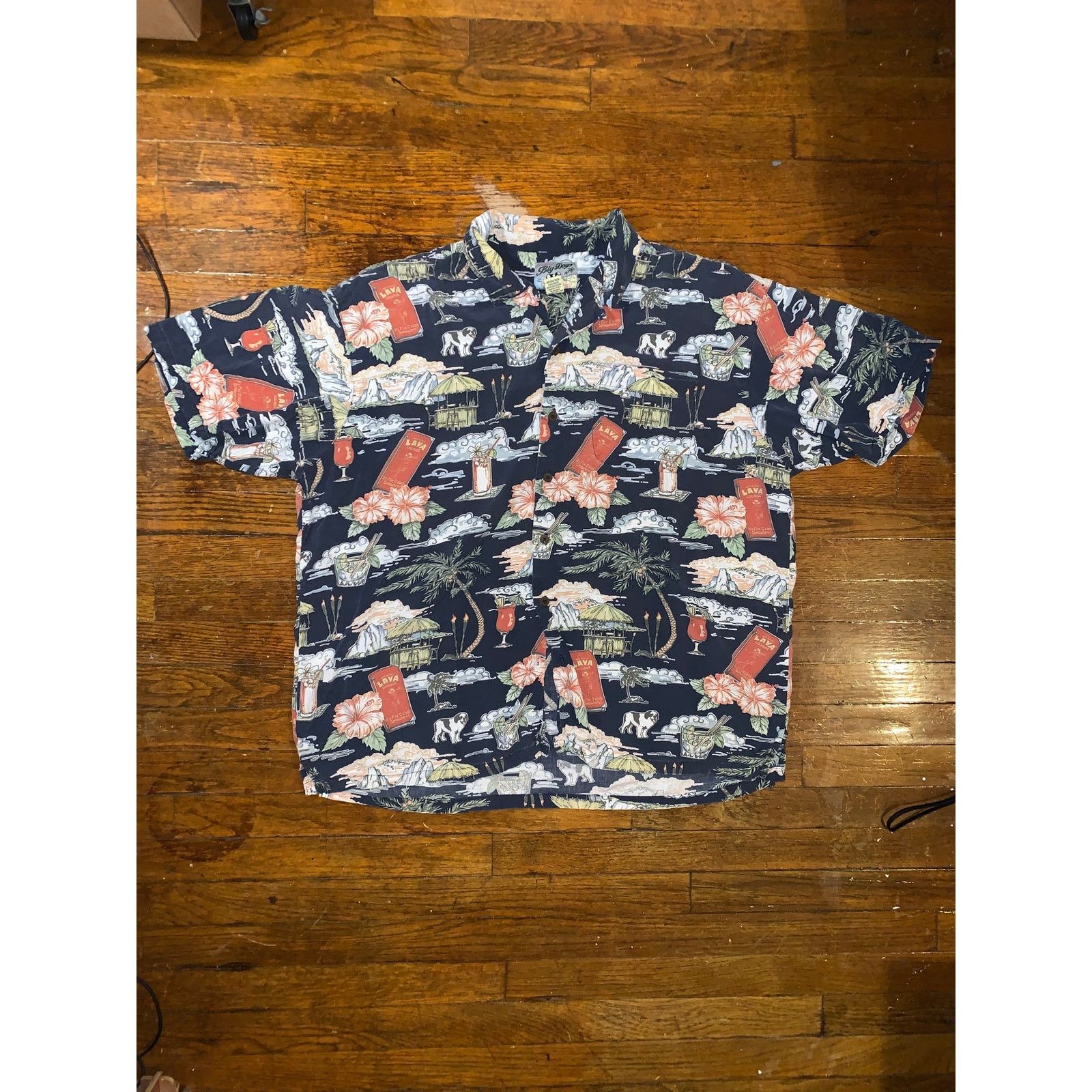 Big Dogs × Vintage Big Dogs Hawaiian Shirt XL Navy Rayon Aloha Camp Shirt 90s Size US XL / EU 56 / 4 - 1 Thumbnail