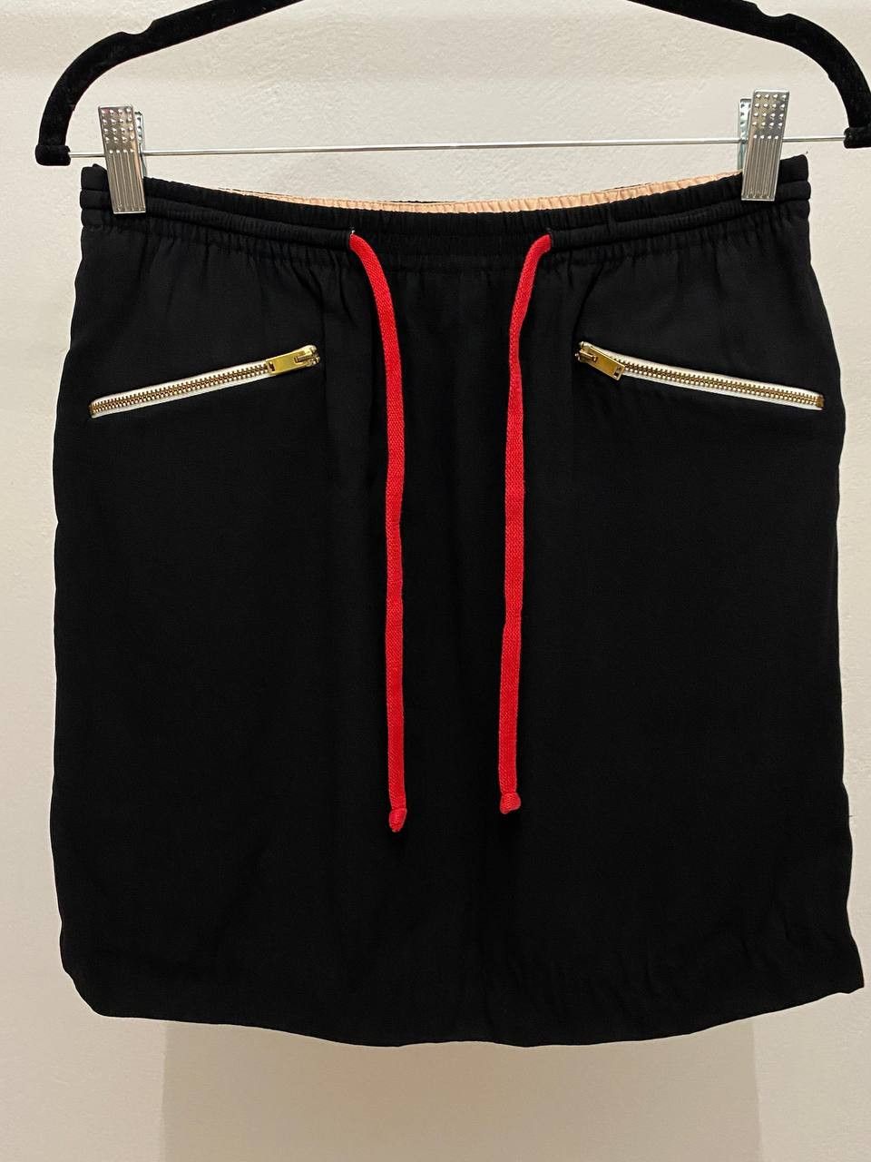 Celine Celine Black Zipper Pockets Drawstring Crepe Mini Skirt Size 26" / US 2 / IT 38 - 3 Thumbnail