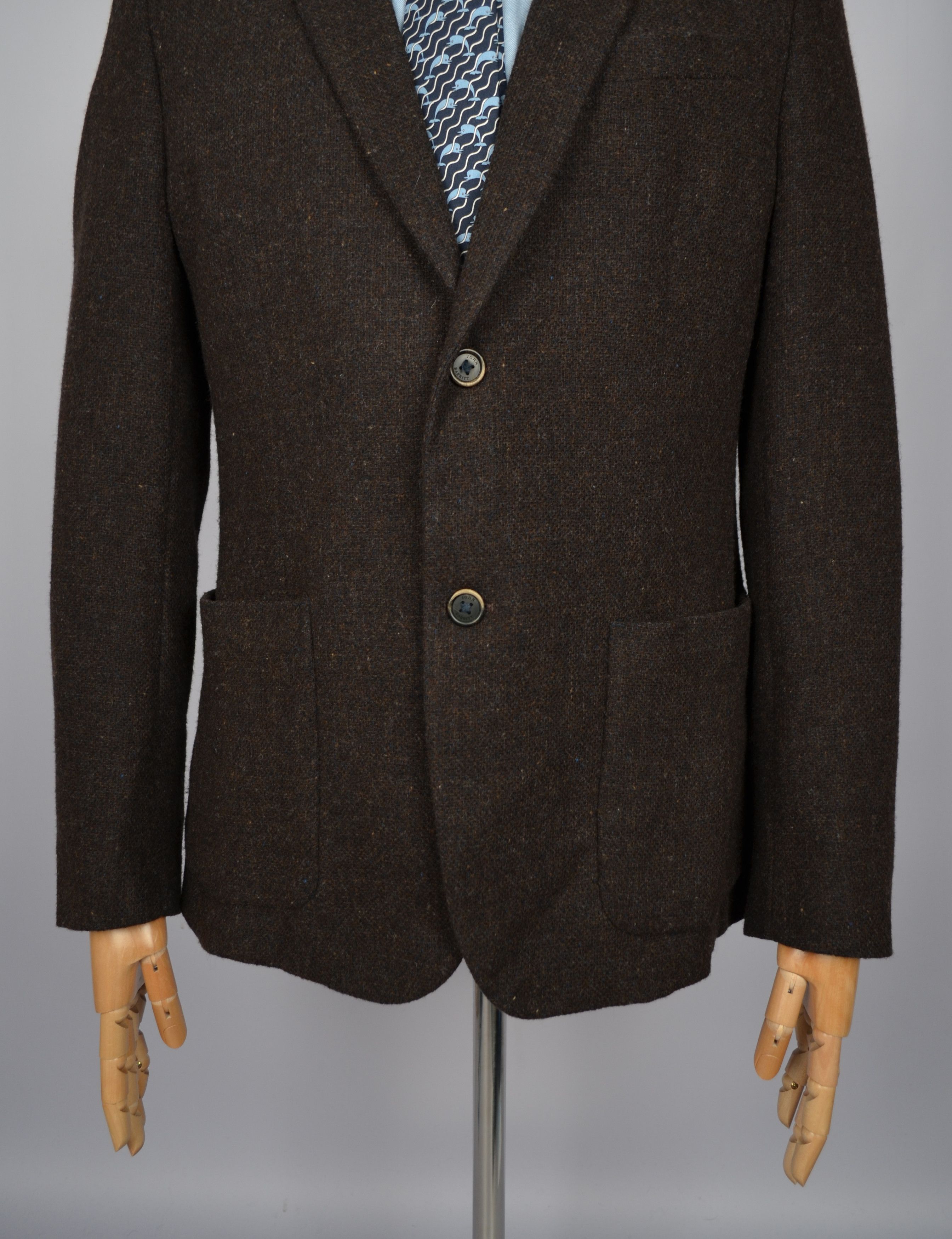 Designer John Barritt Bottoli Knit Wool Brown Unlined Blazer Jacket Size 40R - 6 Thumbnail