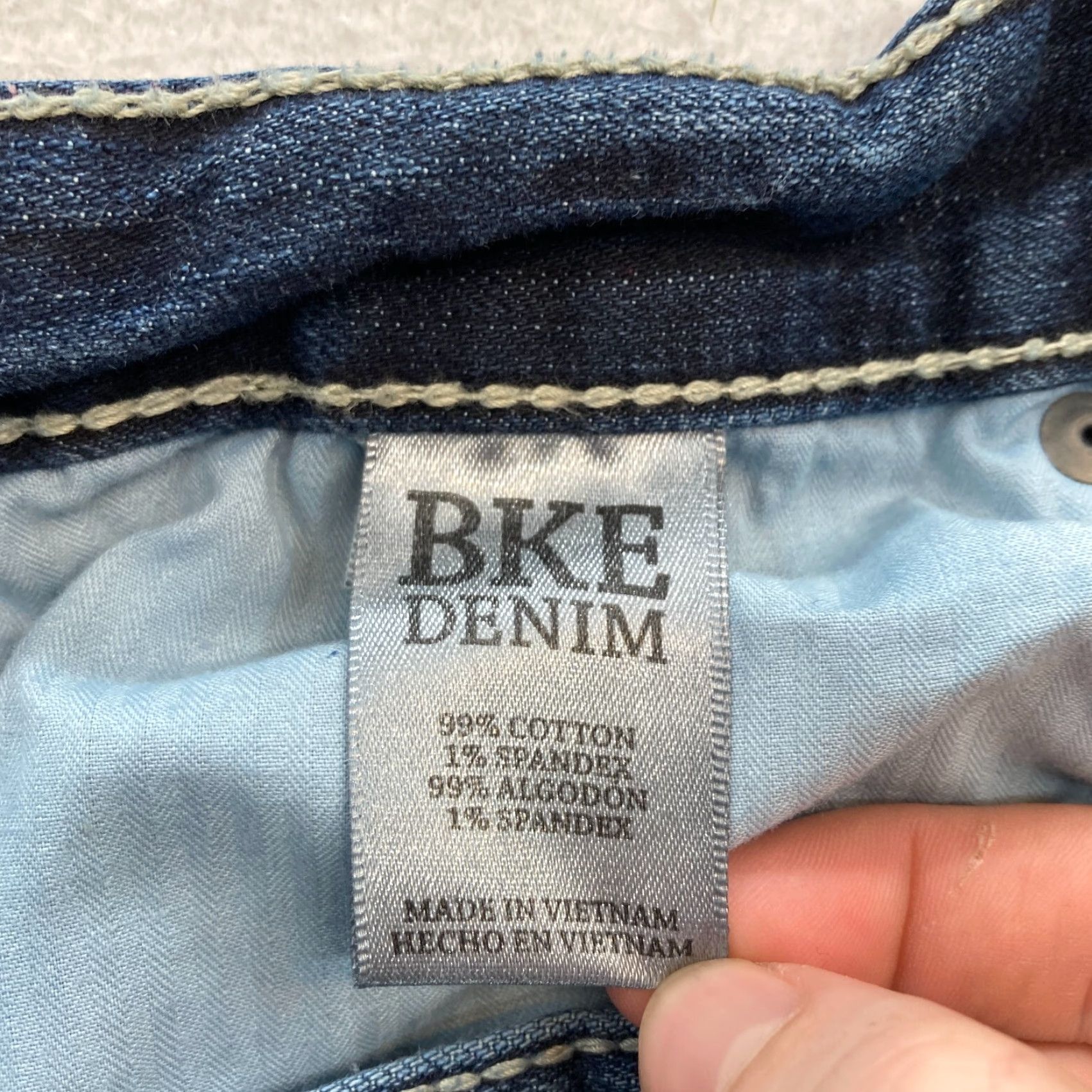 Vintage Buckle BKE Jeans Mens 32x30 Jake Straight Leg Dark Blue Stretch Denim Distressed Size US 32 / EU 48 - 6 Thumbnail