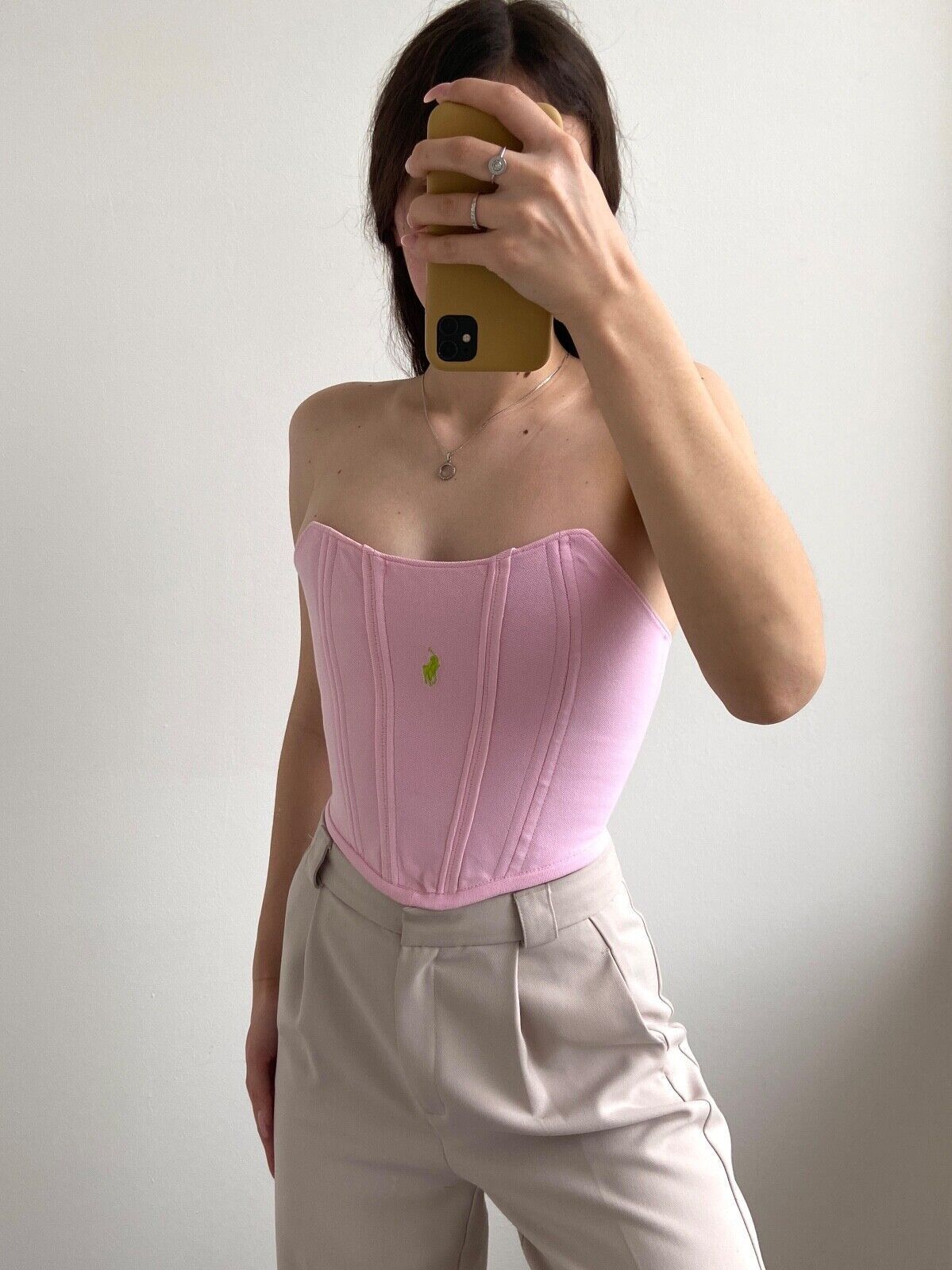 Handmade Handmade Polo Ralph Lauren Pink Women's Tank Crop Top Corset Size S / US 4 / IT 40 - 2 Thumbnail