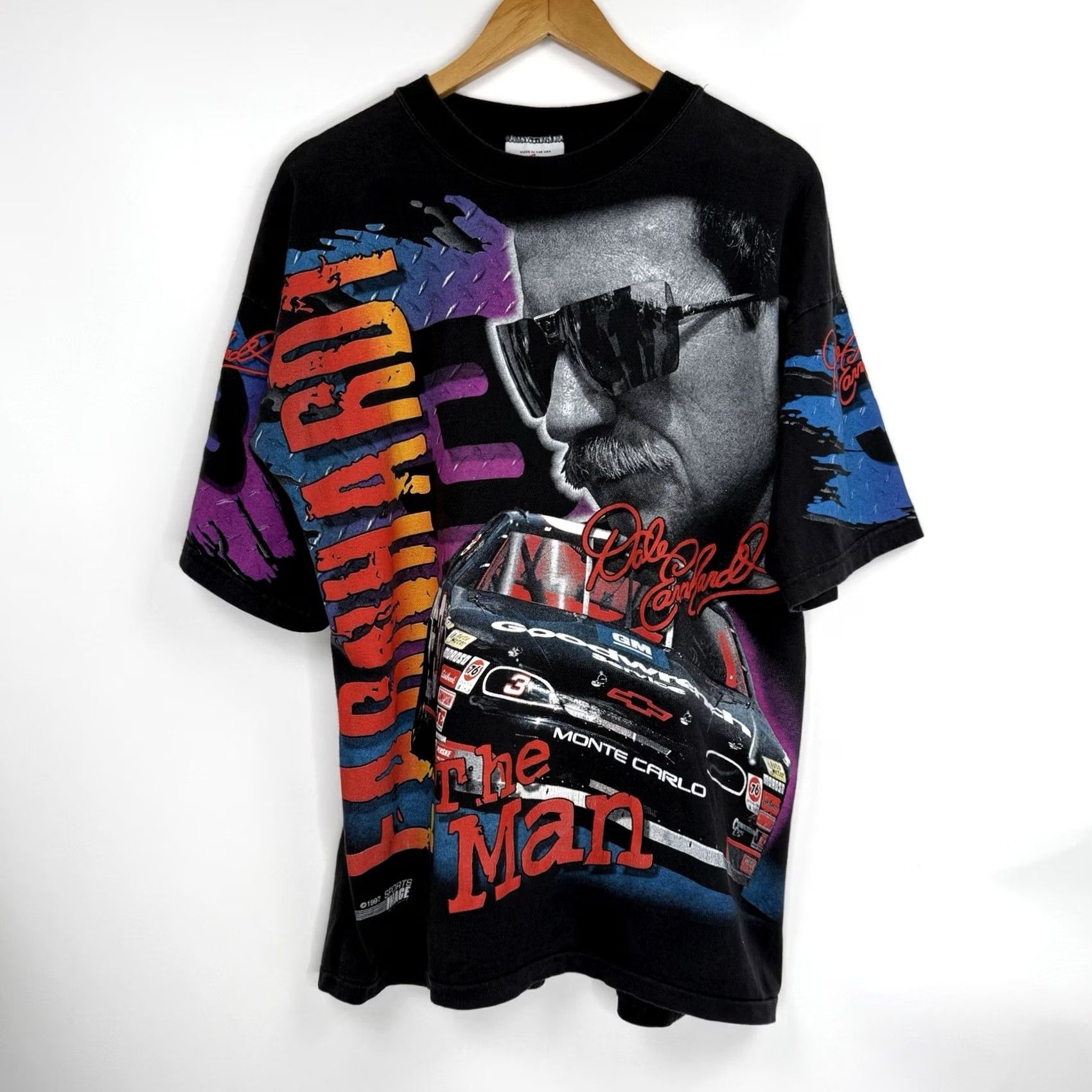 Vintage VINTAGE Dale Earnhardt T-shirt L Men Black Graphic Print 90s Cars Sports Crew Neck Short Sleeve Pattern AOP Printed Size US L / EU 52-54 / 3 - 2 Thumbnail