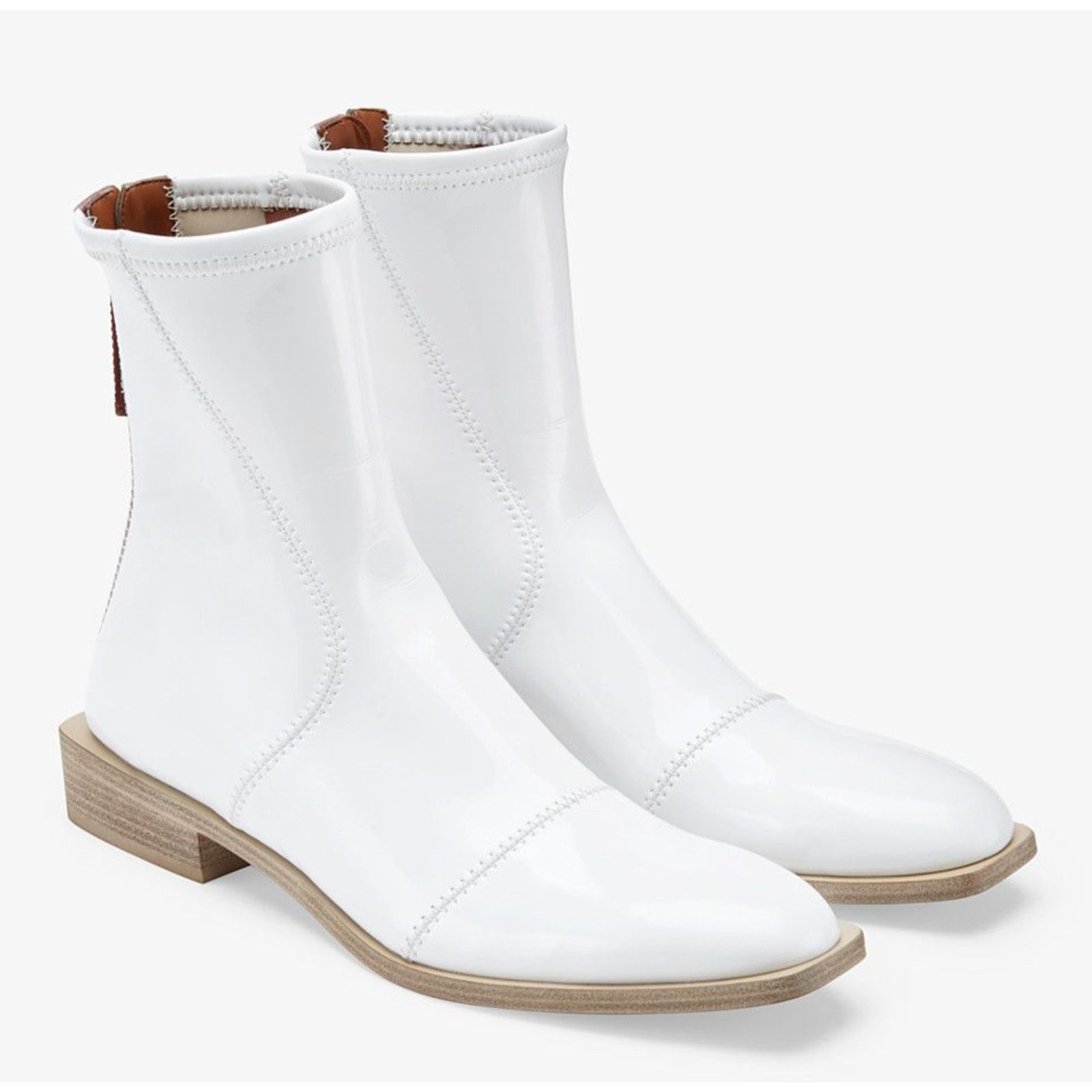 Fendi Fendi White Patent Neoprene Stretch Logo Sock Ankle Size US 6.5 / IT 36.5 - 5 Thumbnail