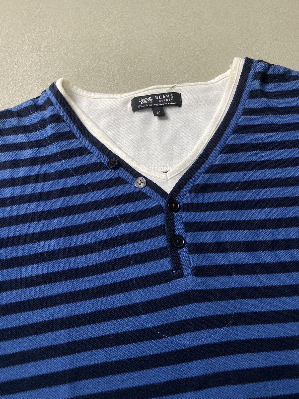 Beams Plus Beams Heart Striped Grunge Tshirt Size US M / EU 48-50 / 2 - 2 Thumbnail