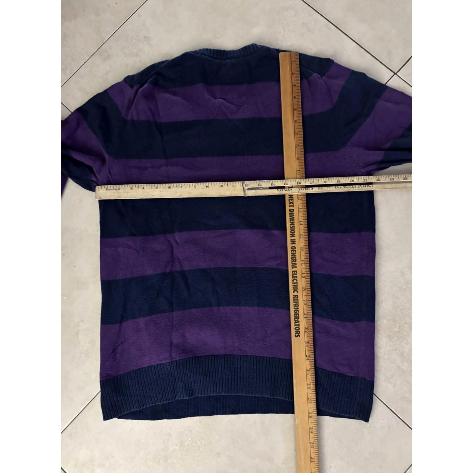 American Eagle Outfitters VINTAGE American Eagle Outfitters Sweater Mens XL Navy Purple Striped V Neck Pullover Size US XL / EU 56 / 4 - 6 Thumbnail