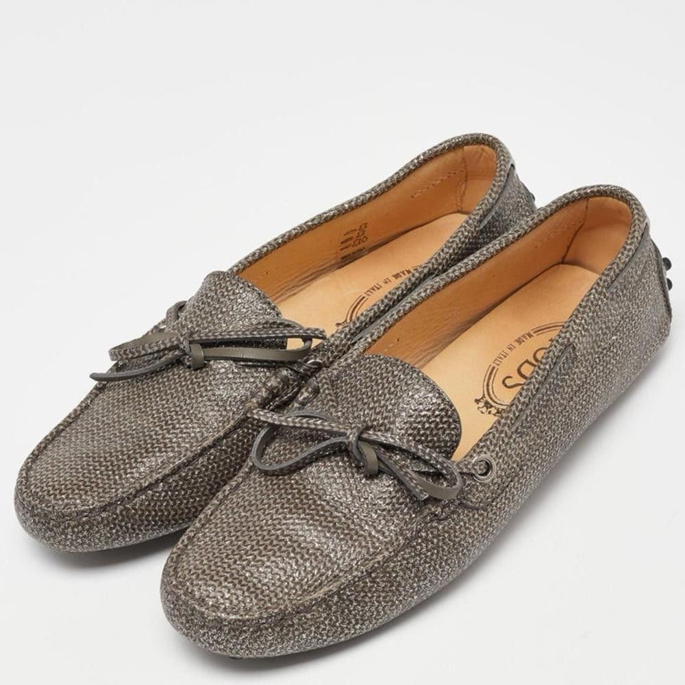 Tod's Tod’s Heaven Lacetto Metallic Silver Gray Drivers Loafers 39 Size US 9 / IT 39 - 1 Thumbnail