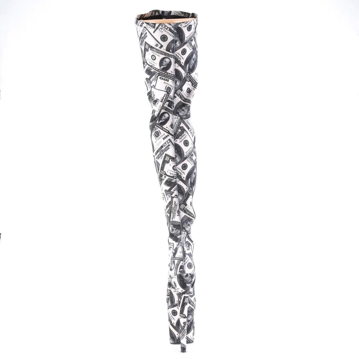 Other Flamingo 3000DP Money Print Stretch Thigh High Platform 8" H Size US 8 / IT 38 - 8 Thumbnail